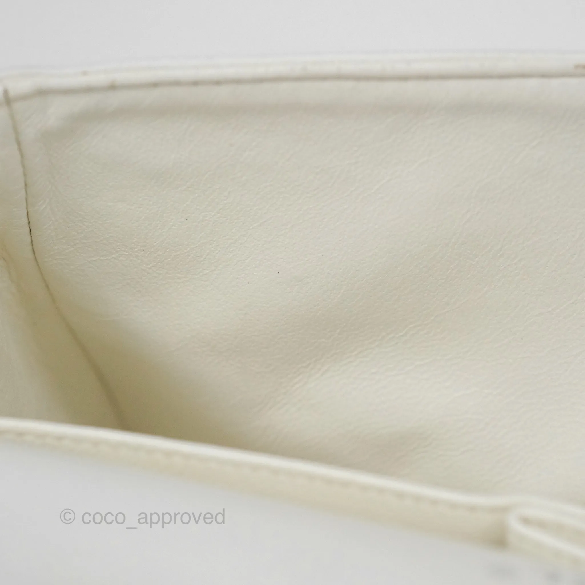 Chanel Classic M/L Medium Flap Quilted White Caviar Silver Hardware