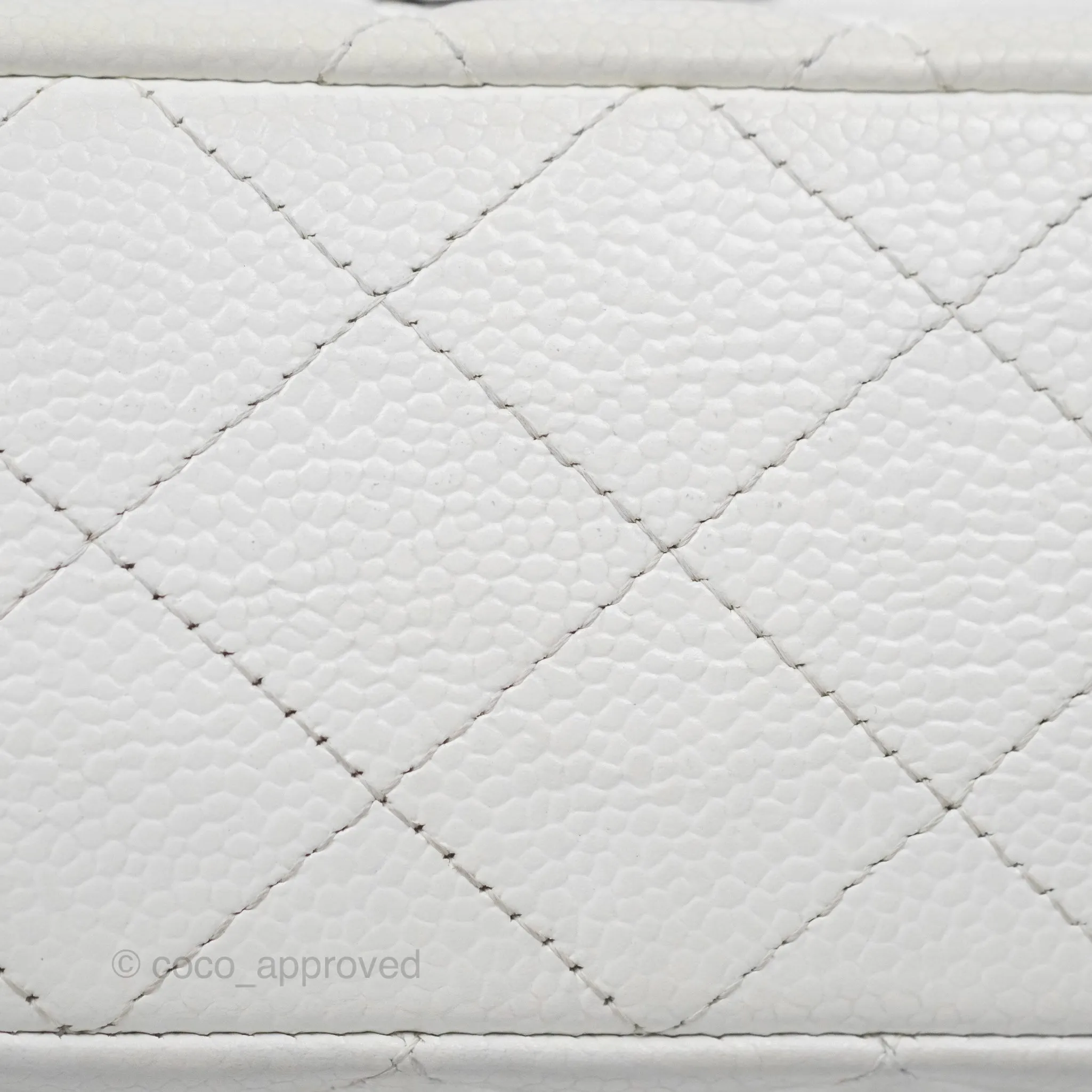 Chanel Classic M/L Medium Flap Quilted White Caviar Silver Hardware