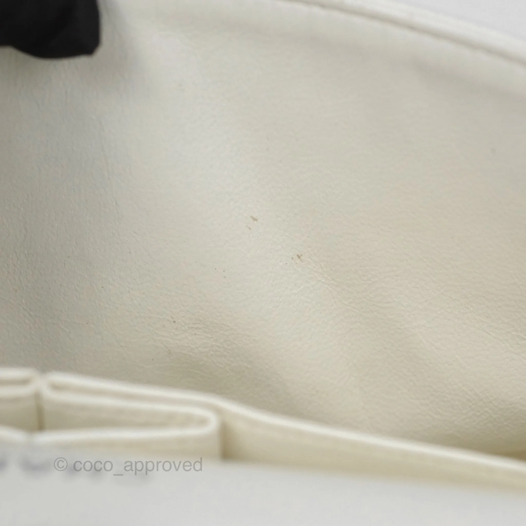 Chanel Classic M/L Medium Flap Quilted White Caviar Silver Hardware