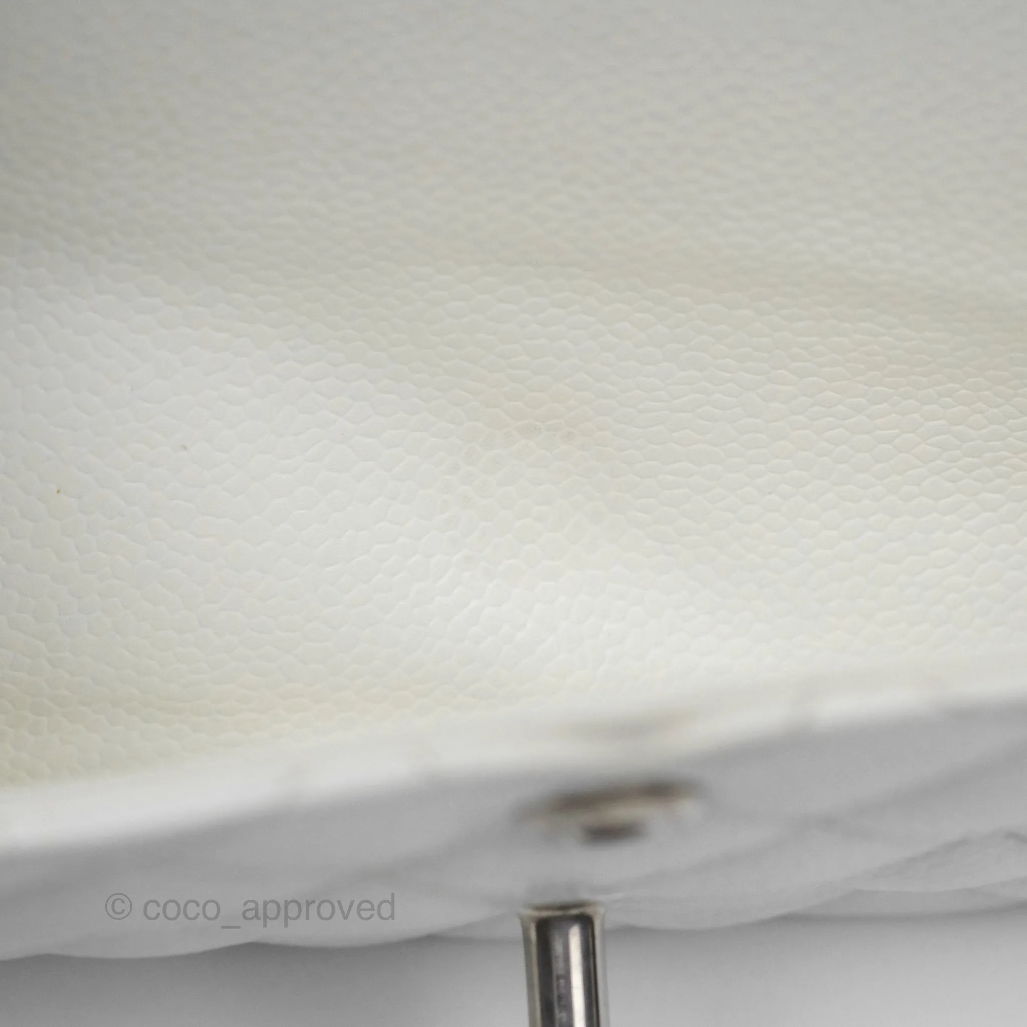 Chanel Classic M/L Medium Flap Quilted White Caviar Silver Hardware
