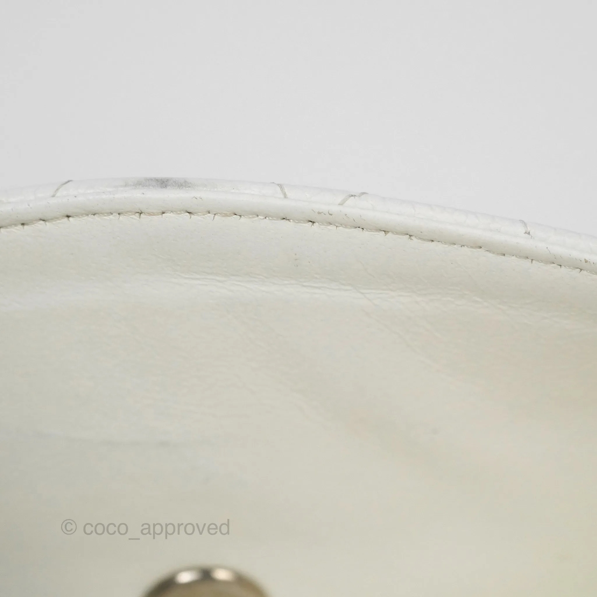Chanel Classic M/L Medium Flap Quilted White Caviar Silver Hardware