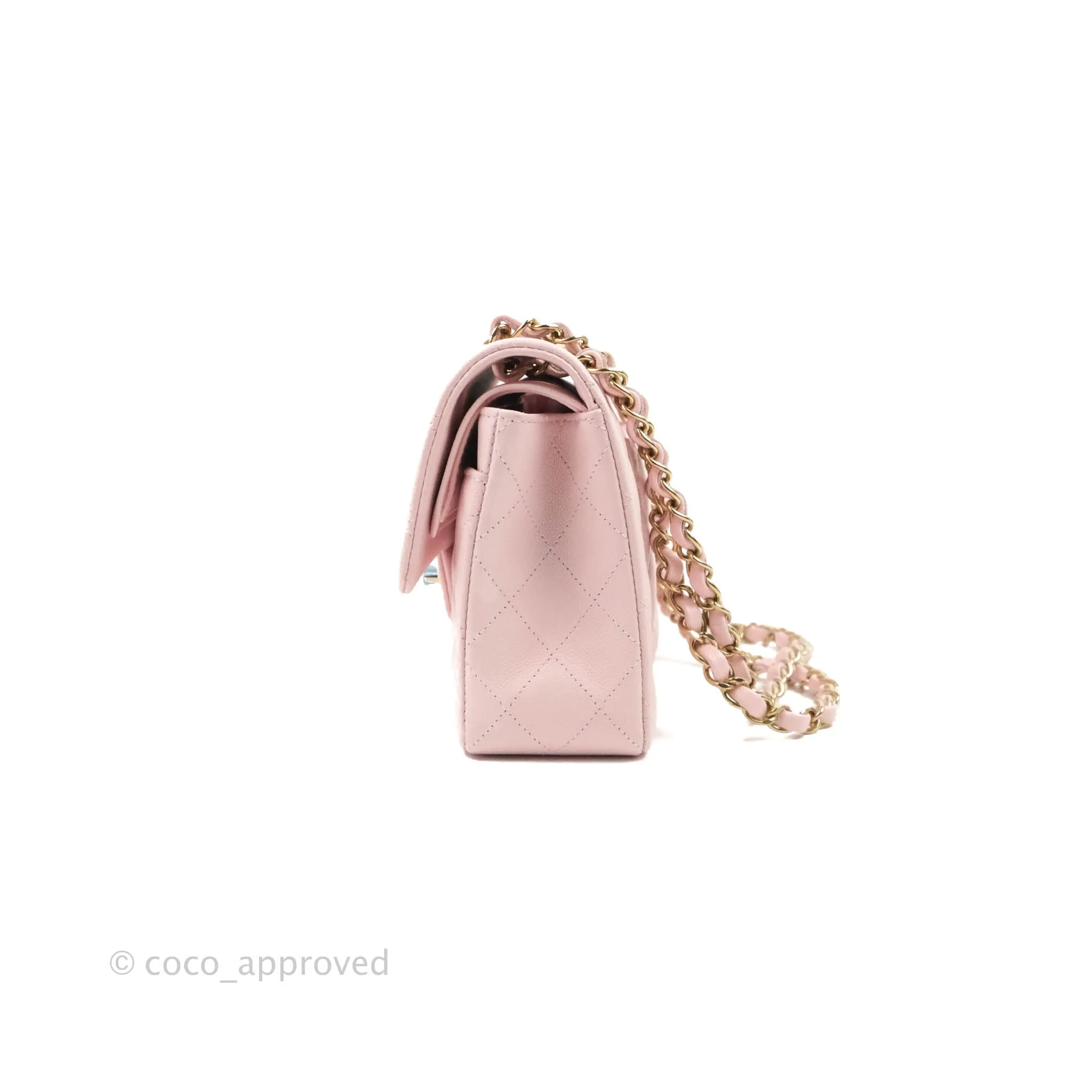 Chanel Classic Small S/M Flap Pink Caviar Gold Hardware 22S