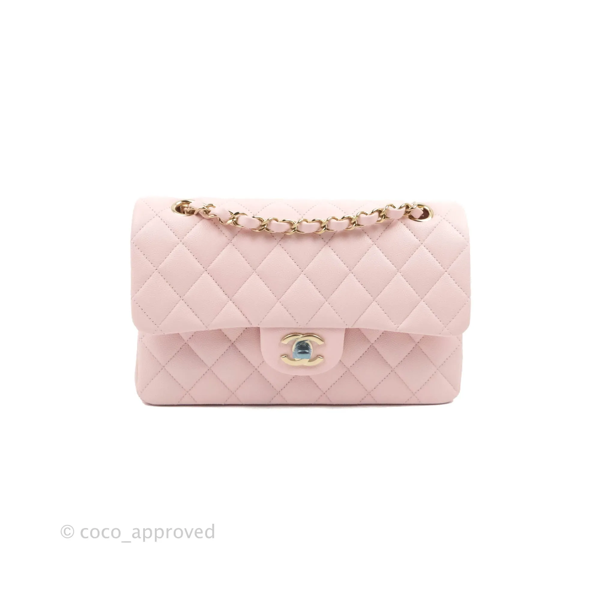 Chanel Classic Small S/M Flap Pink Caviar Gold Hardware 22S