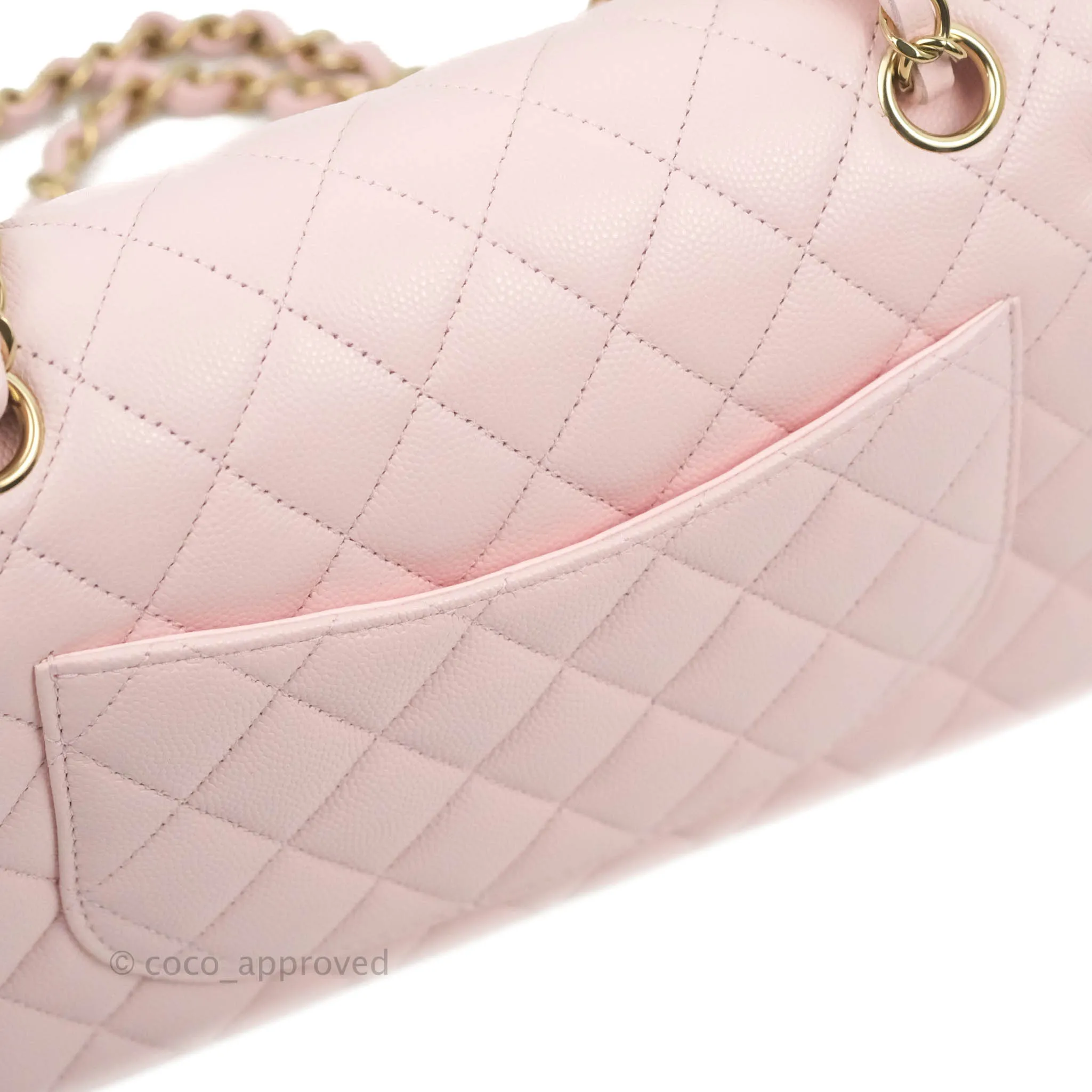 Chanel Classic Small S/M Flap Pink Caviar Gold Hardware 22S