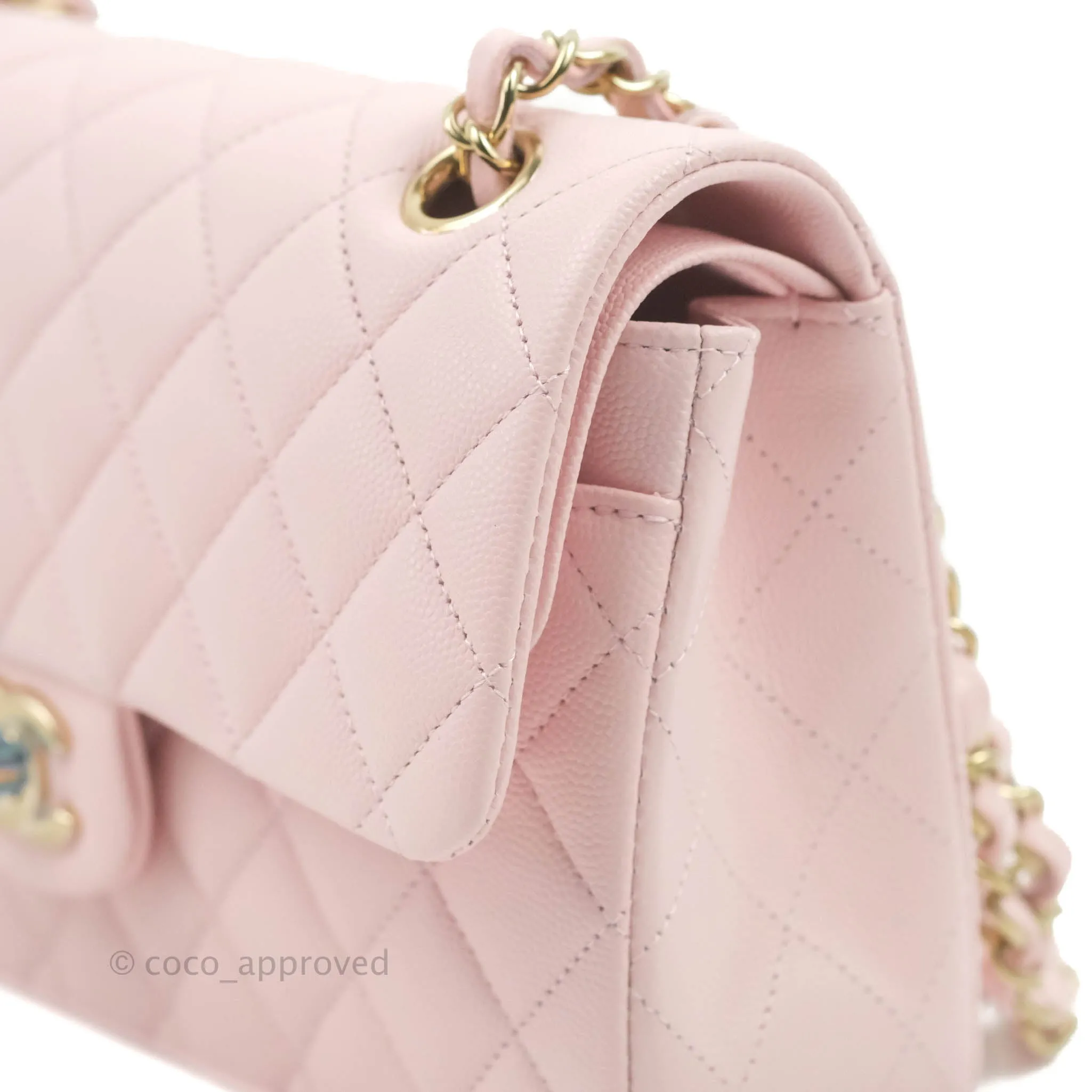Chanel Classic Small S/M Flap Pink Caviar Gold Hardware 22S