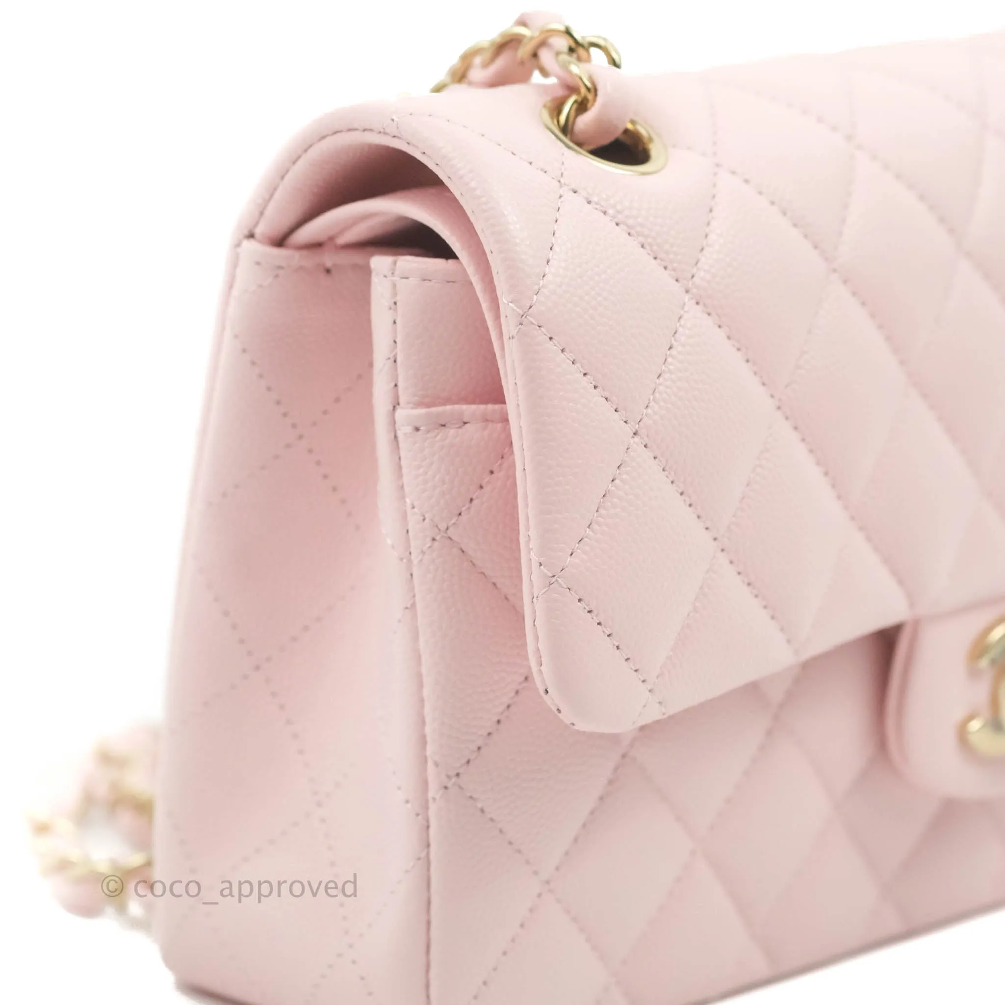 Chanel Classic Small S/M Flap Pink Caviar Gold Hardware 22S