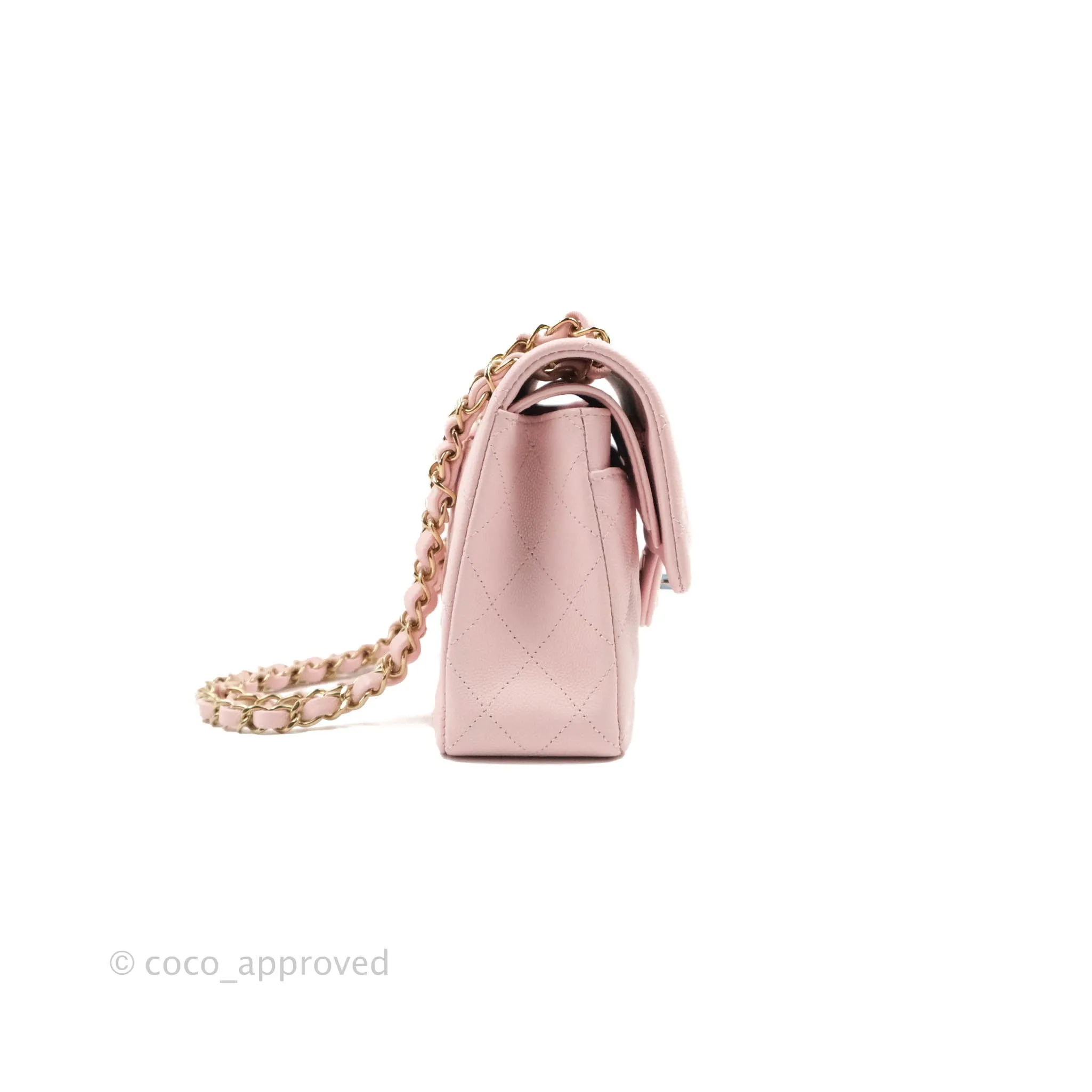 Chanel Classic Small S/M Flap Pink Caviar Gold Hardware 22S