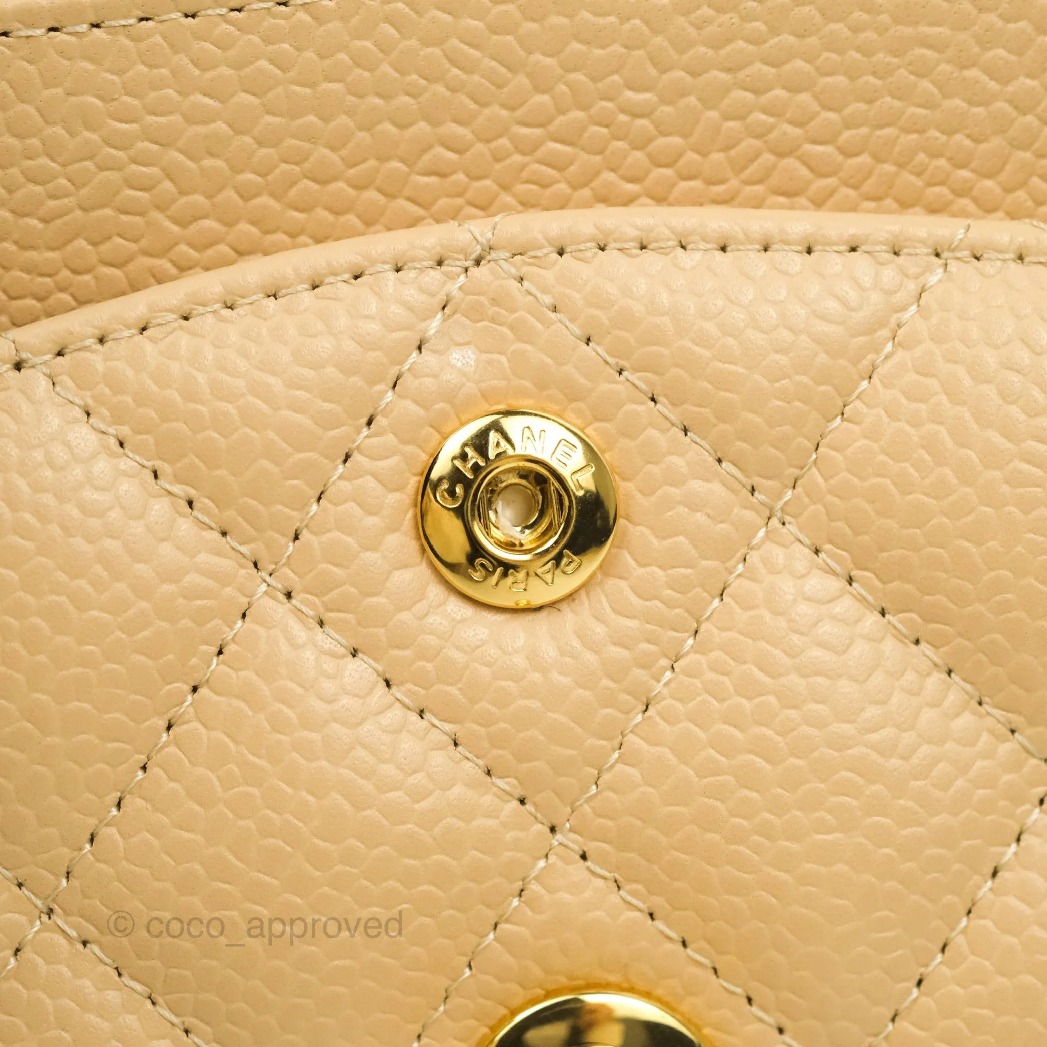 Chanel Classic Small S/M Quilted Flap Beige Caviar Gold Hardware