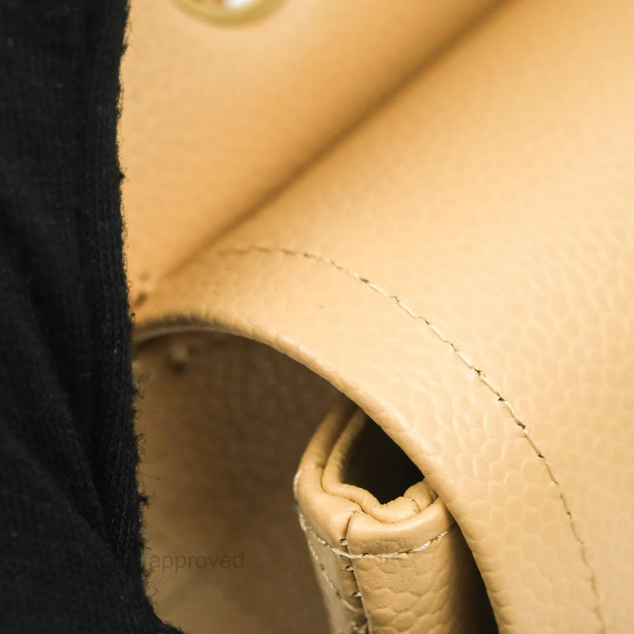 Chanel Classic Small S/M Quilted Flap Beige Caviar Gold Hardware