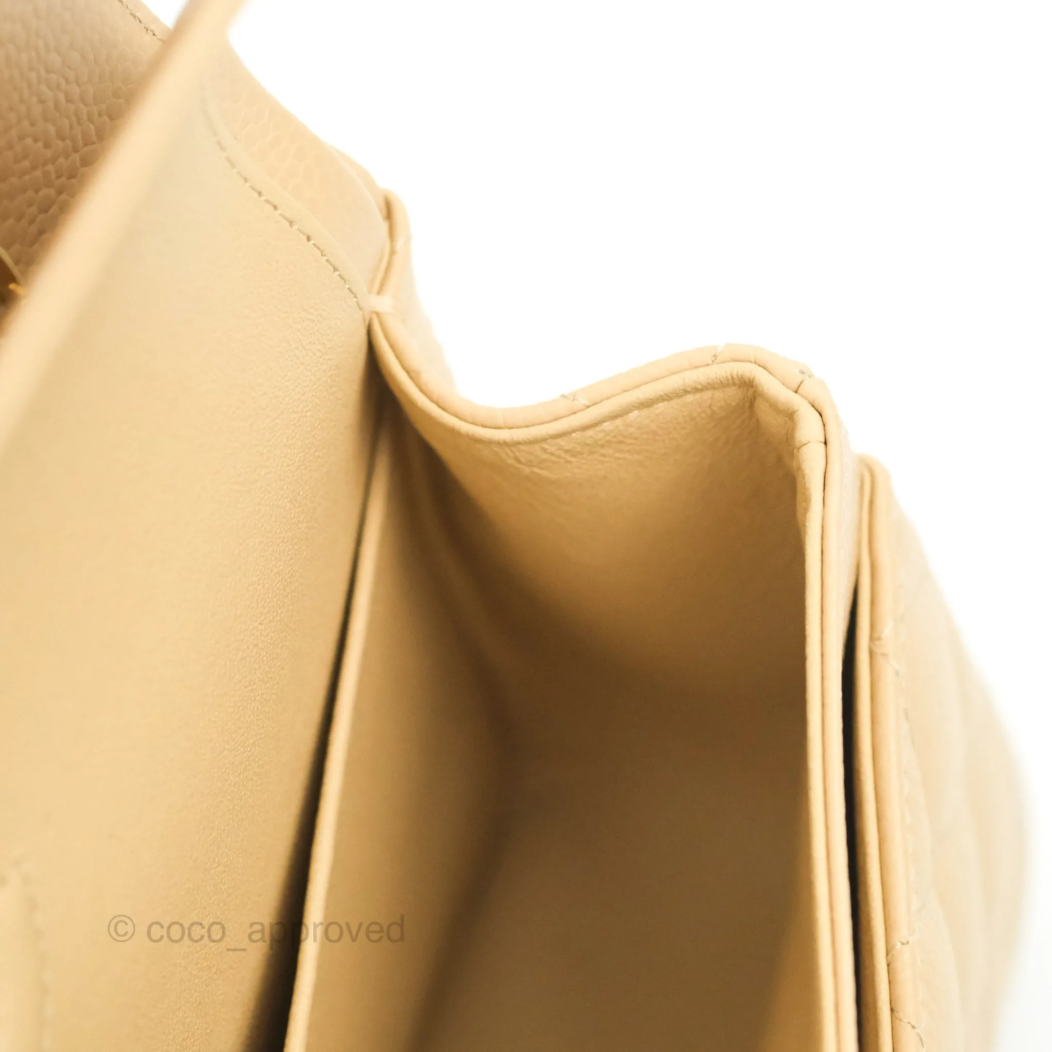 Chanel Classic Small S/M Quilted Flap Beige Caviar Gold Hardware
