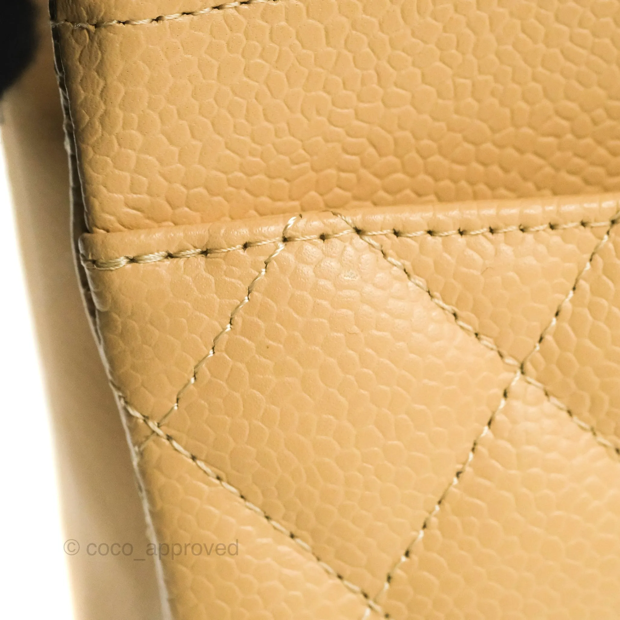 Chanel Classic Small S/M Quilted Flap Beige Caviar Gold Hardware