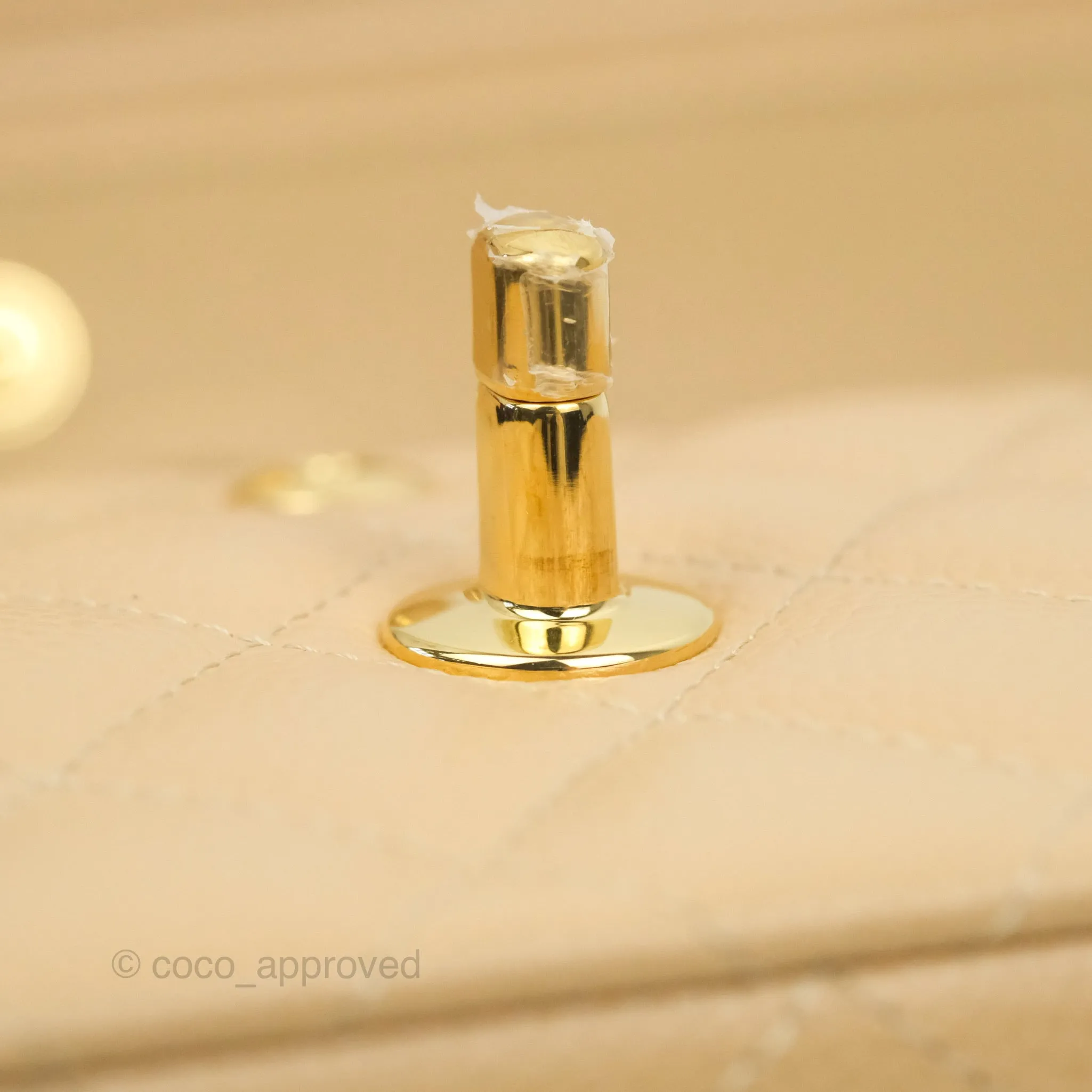 Chanel Classic Small S/M Quilted Flap Beige Caviar Gold Hardware