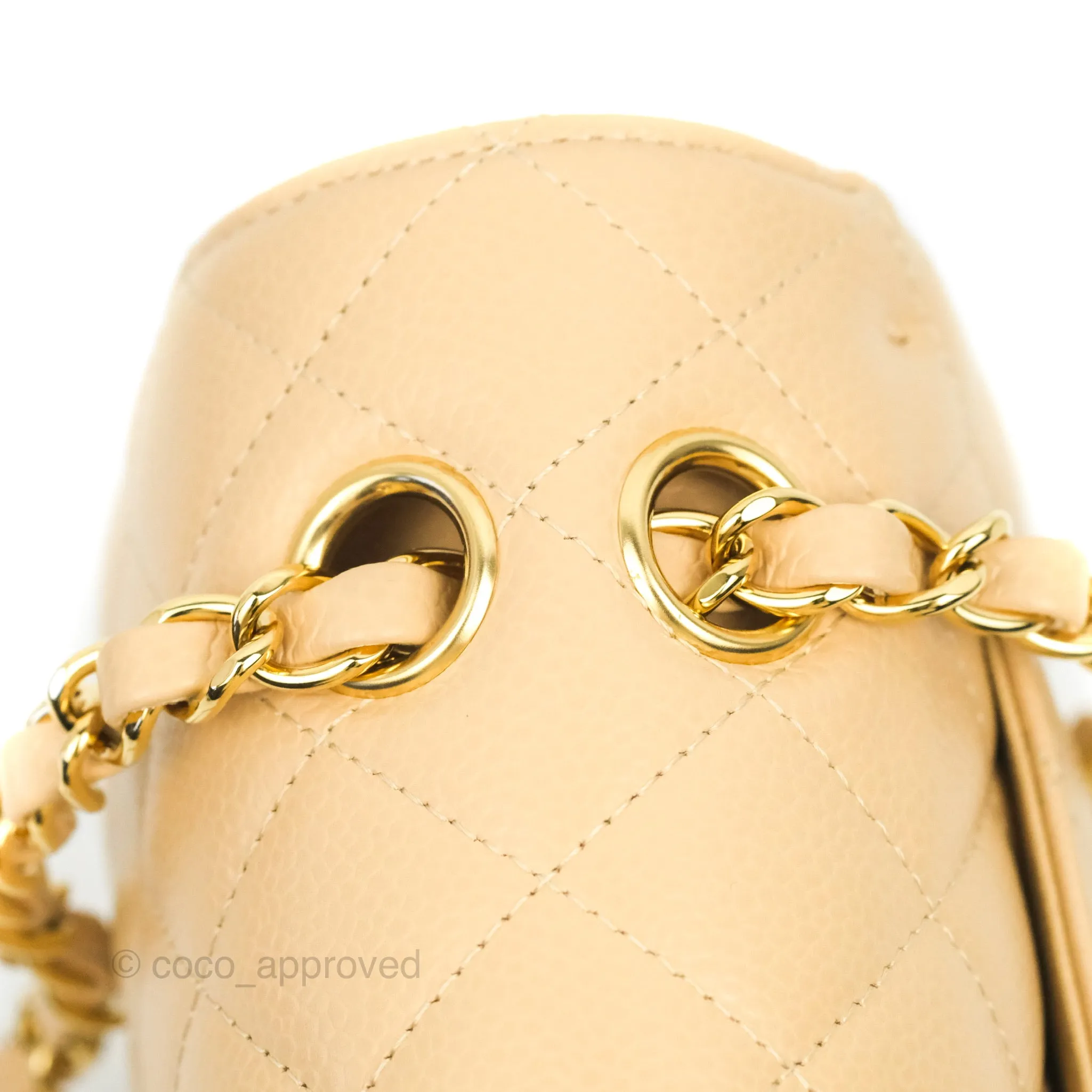 Chanel Classic Small S/M Quilted Flap Beige Caviar Gold Hardware