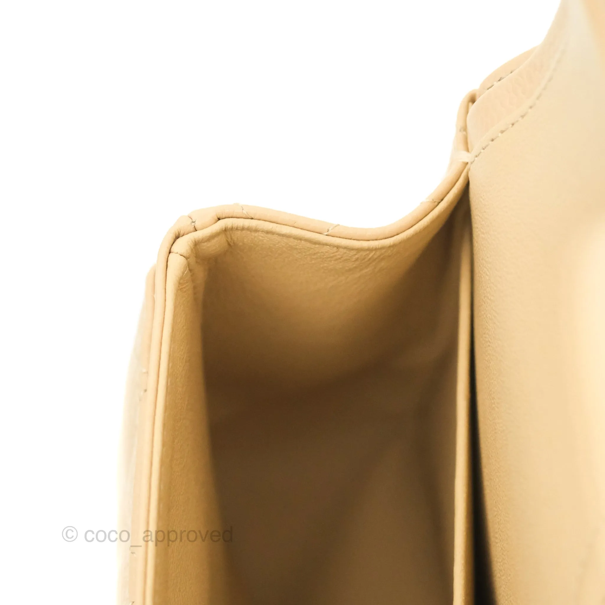 Chanel Classic Small S/M Quilted Flap Beige Caviar Gold Hardware
