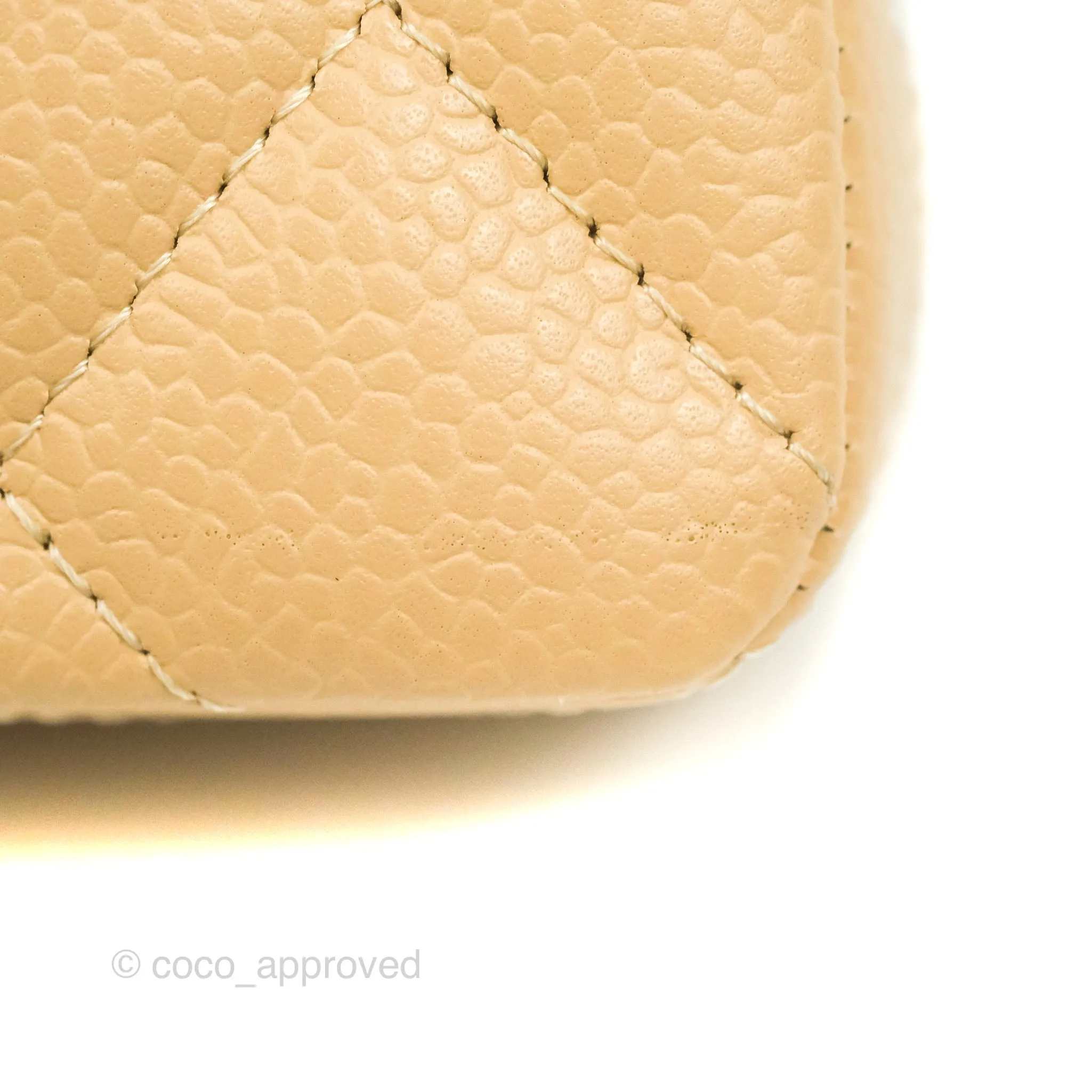 Chanel Classic Small S/M Quilted Flap Beige Caviar Gold Hardware