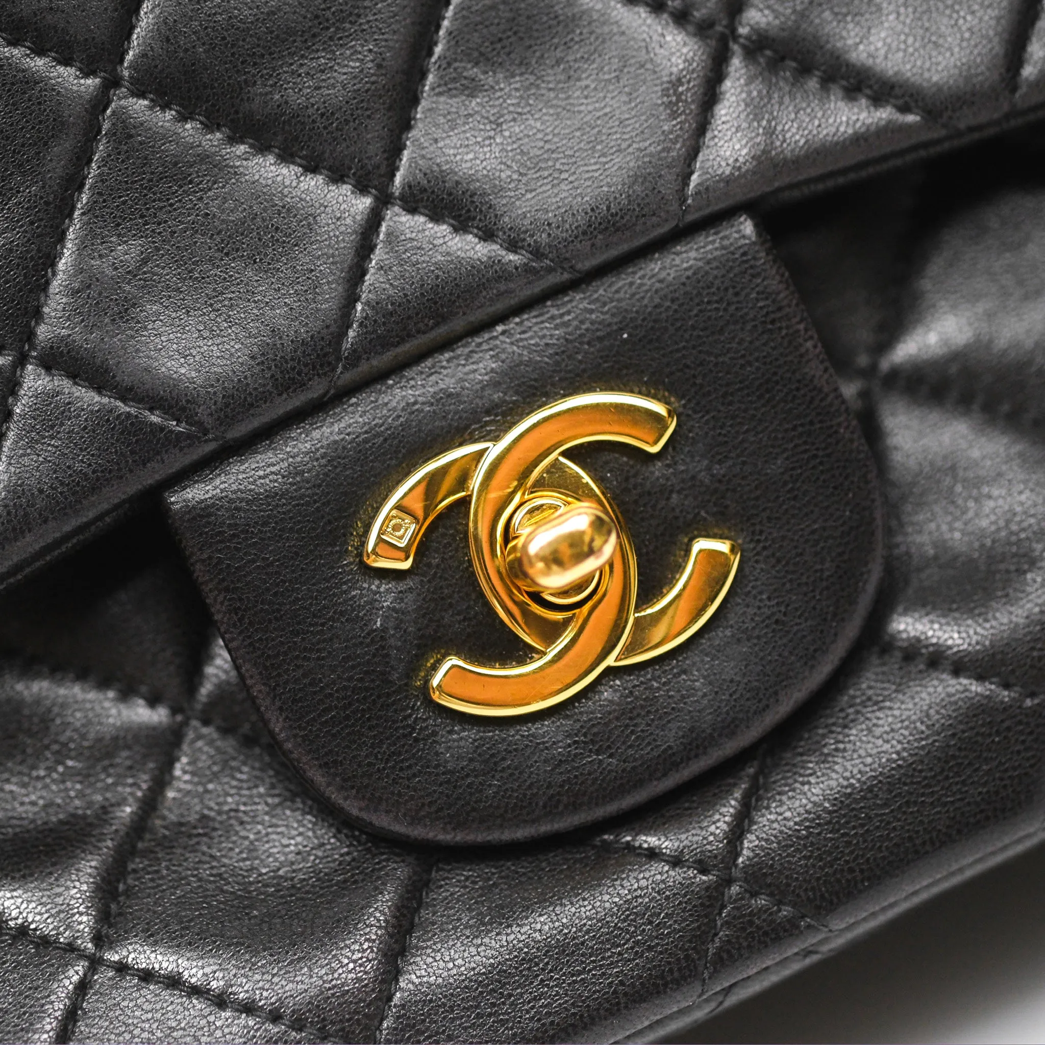 Chanel Classic Vintage Small Flap Black Lambskin 24K Gold Hardware