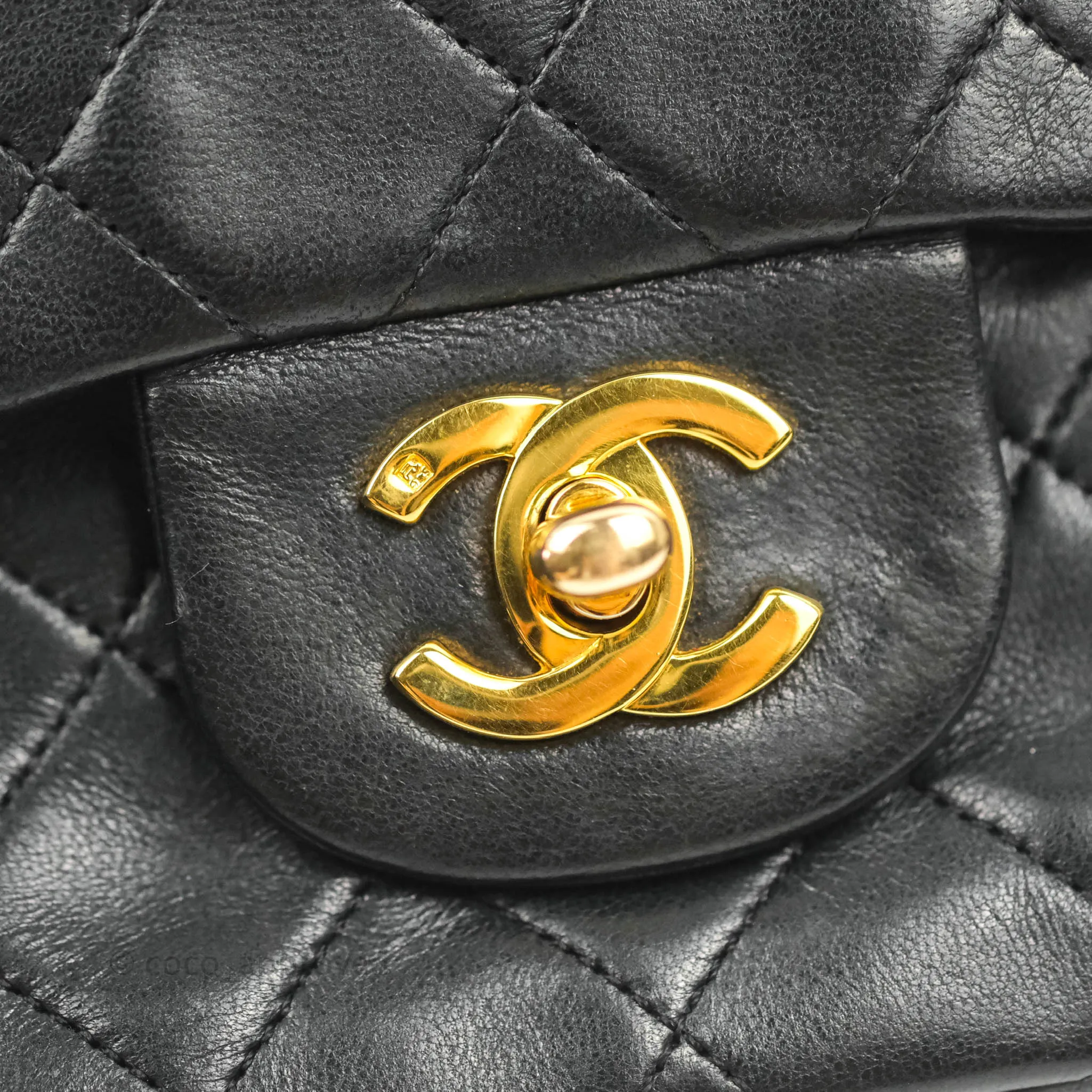 Chanel Classic Vintage Small Flap Black Lambskin 24K Gold Hardware