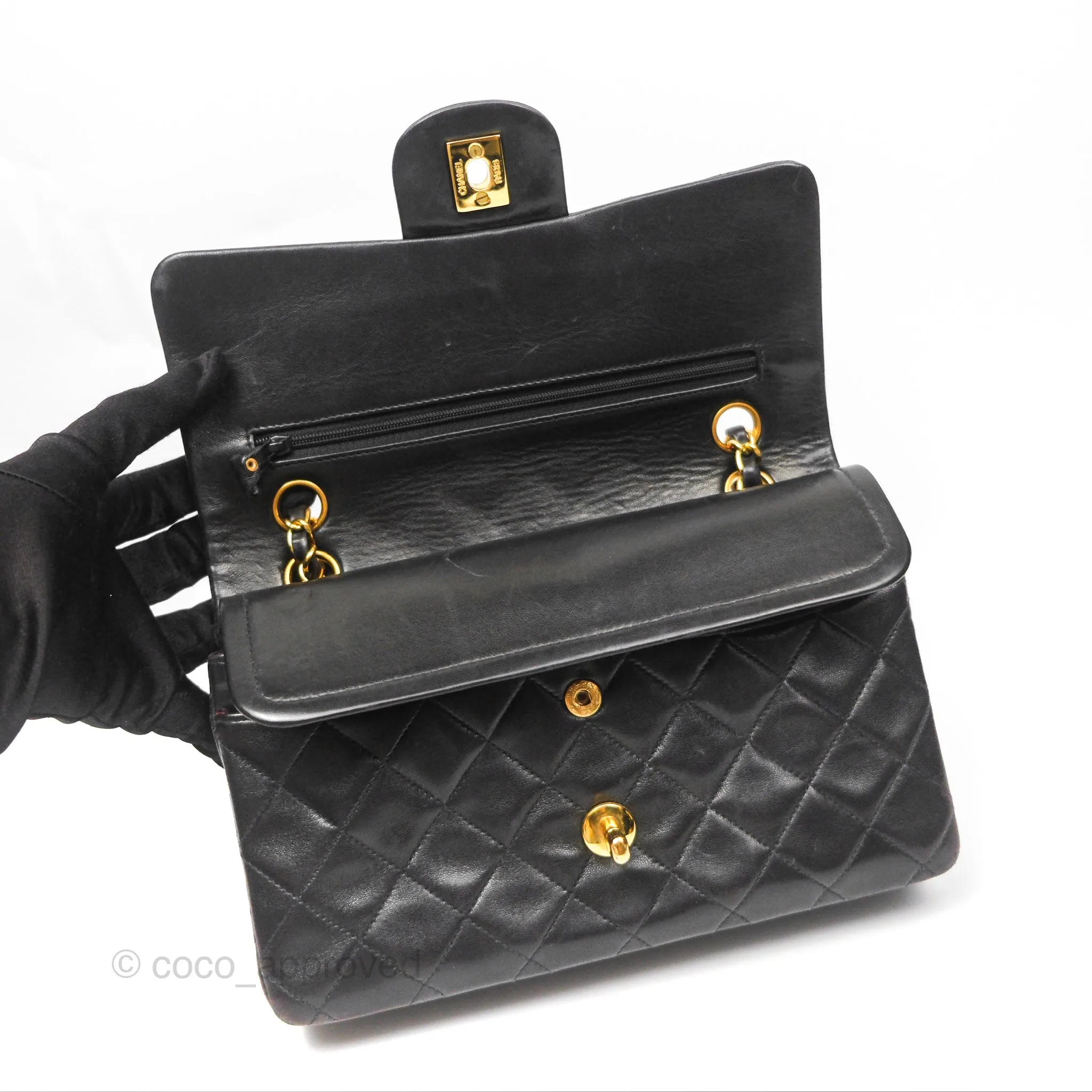 Chanel Classic Vintage Small Flap Black Lambskin 24K Gold Hardware