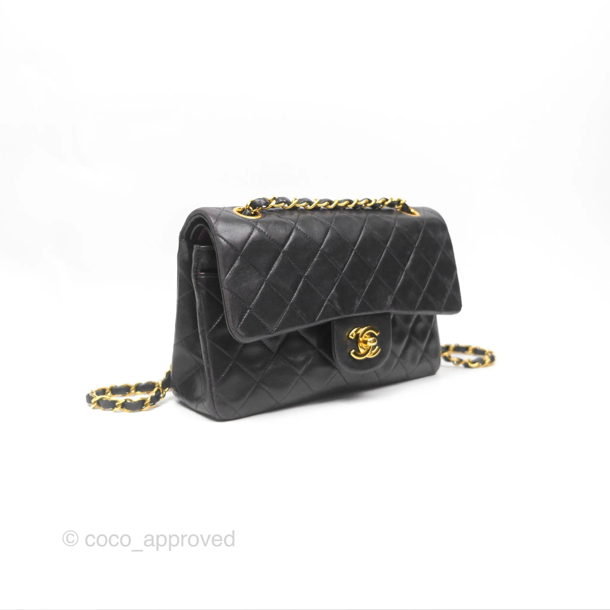 Chanel Classic Vintage Small Flap Black Lambskin 24K Gold Hardware