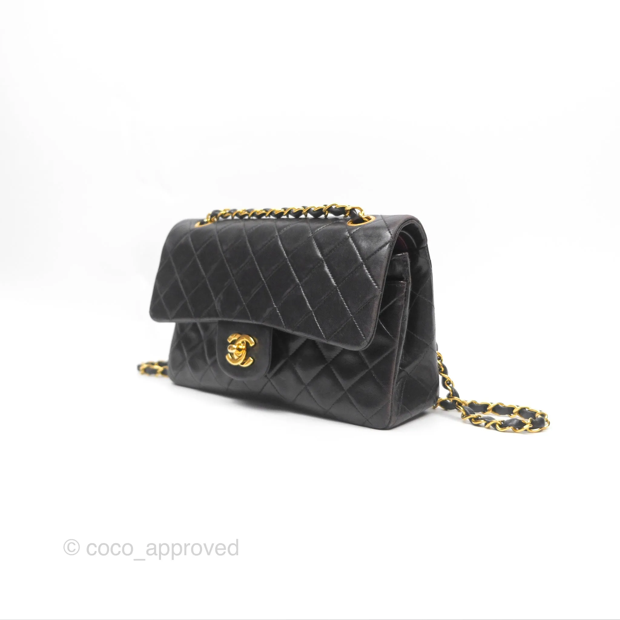 Chanel Classic Vintage Small Flap Black Lambskin 24K Gold Hardware