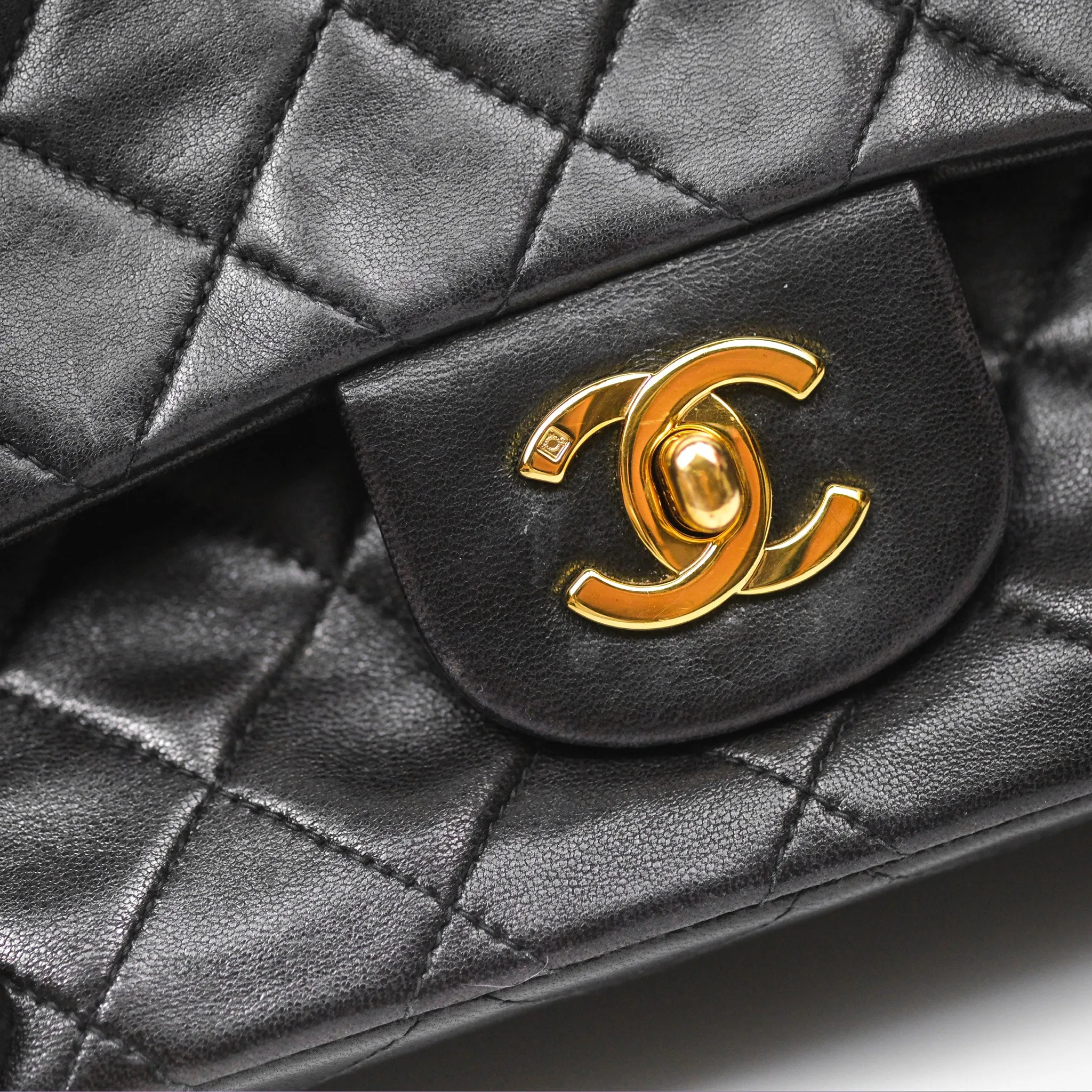 Chanel Classic Vintage Small Flap Black Lambskin 24K Gold Hardware
