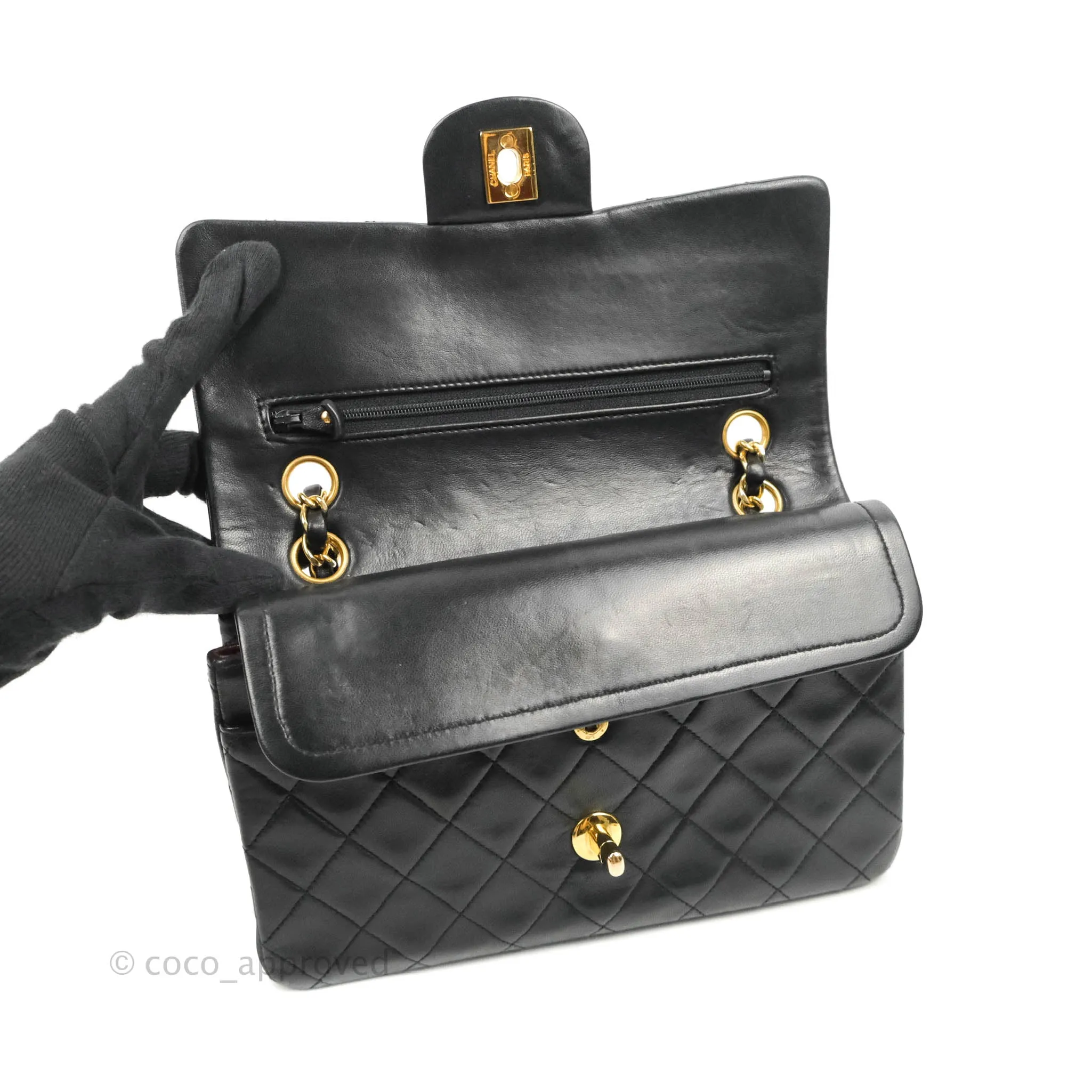 Chanel Classic Vintage Small Flap Black Lambskin 24K Gold Hardware