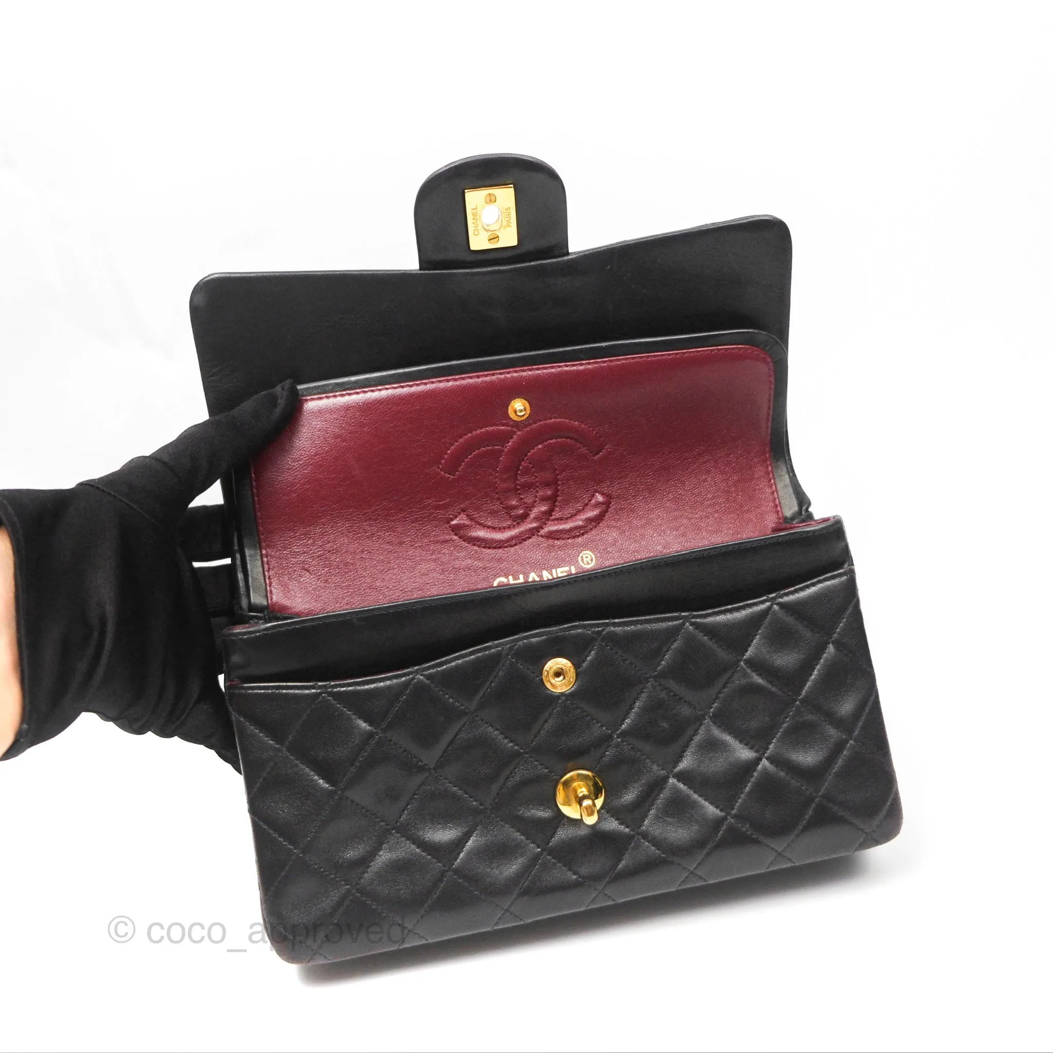 Chanel Classic Vintage Small Flap Black Lambskin 24K Gold Hardware