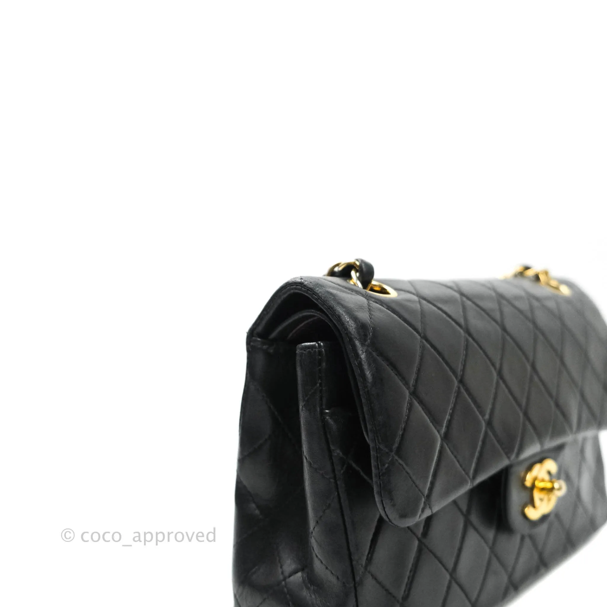 Chanel Classic Vintage Small S/M Flap Black Lambskin 24K Gold Hardware