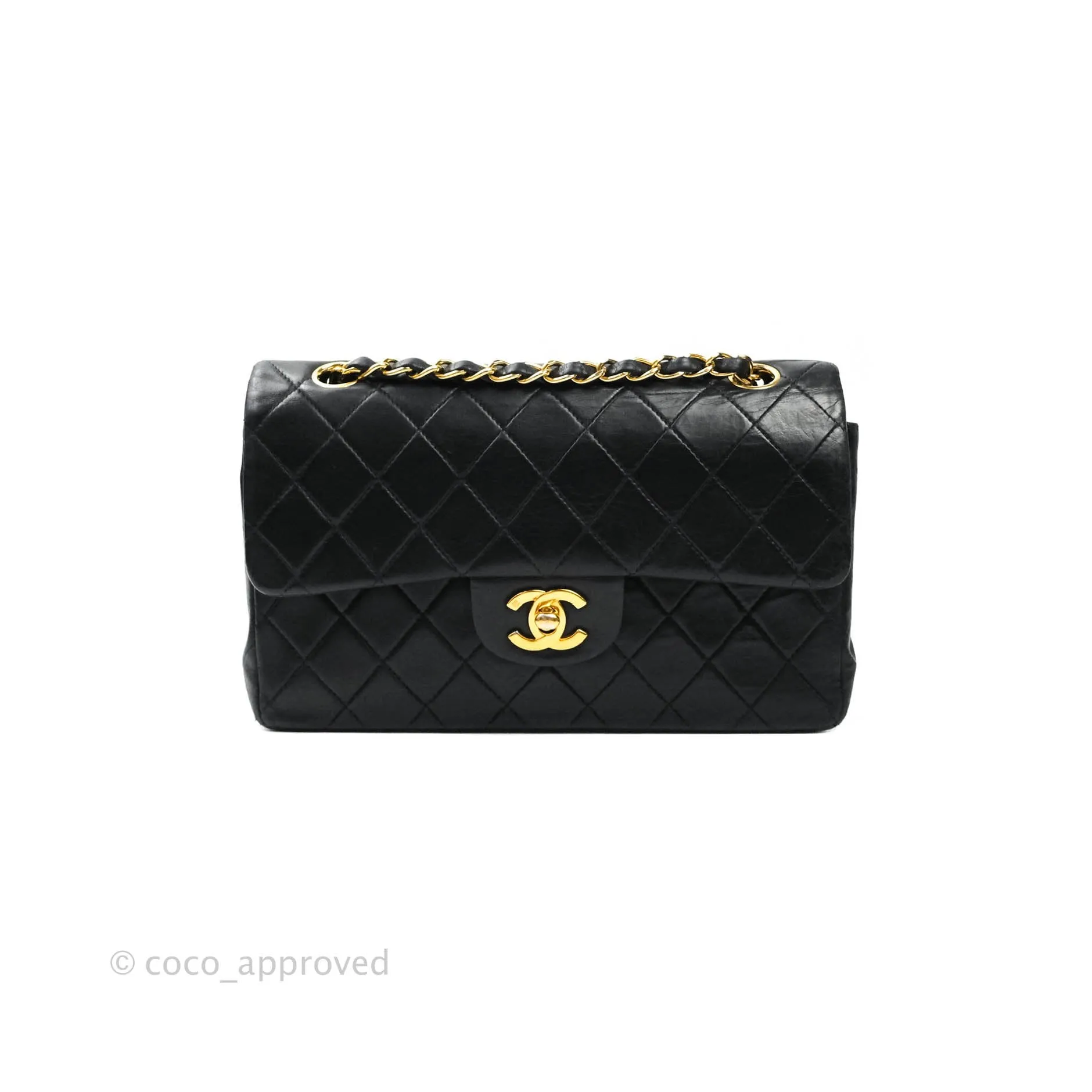 Chanel Classic Vintage Small S/M Flap Black Lambskin 24K Gold Hardware
