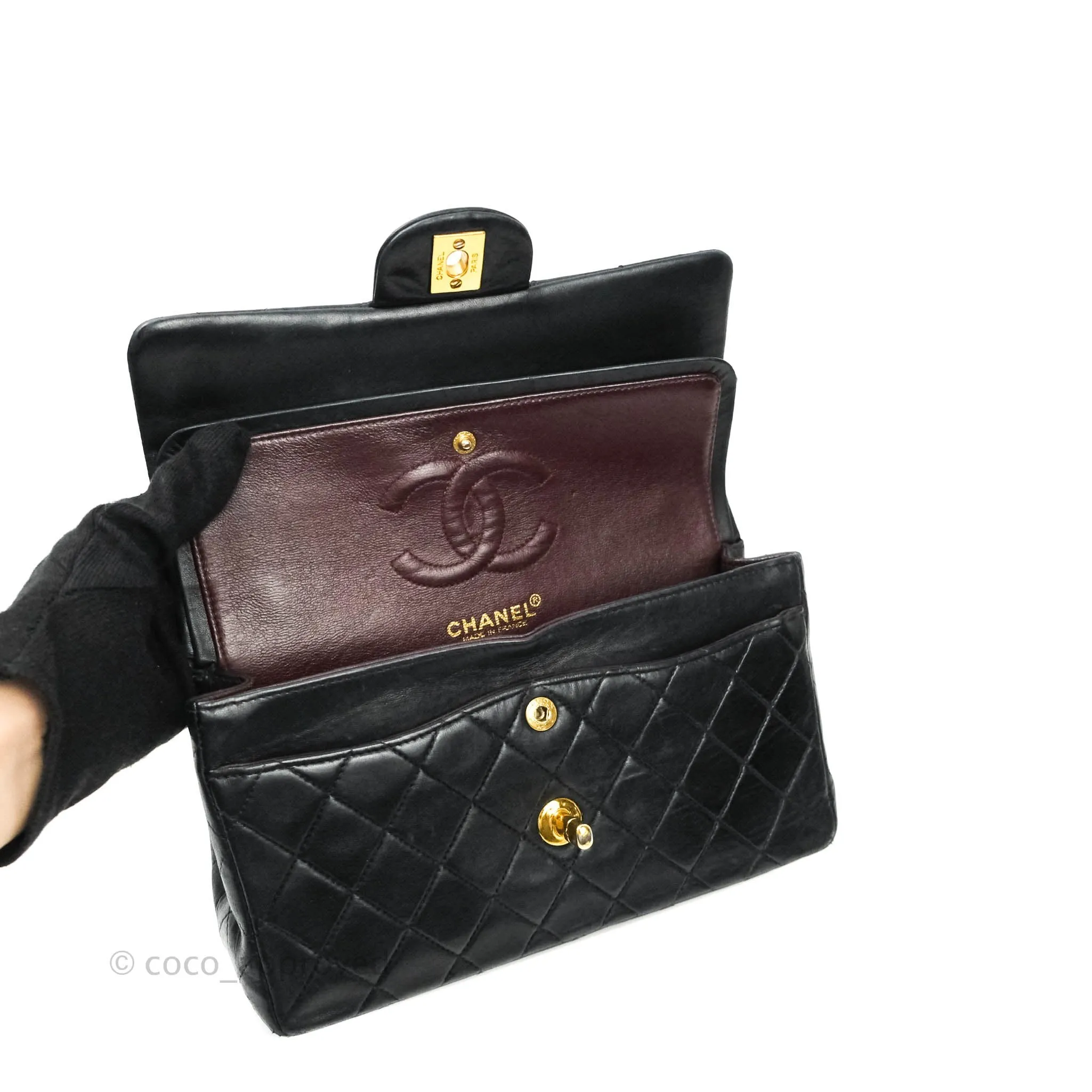 Chanel Classic Vintage Small S/M Flap Black Lambskin 24K Gold Hardware