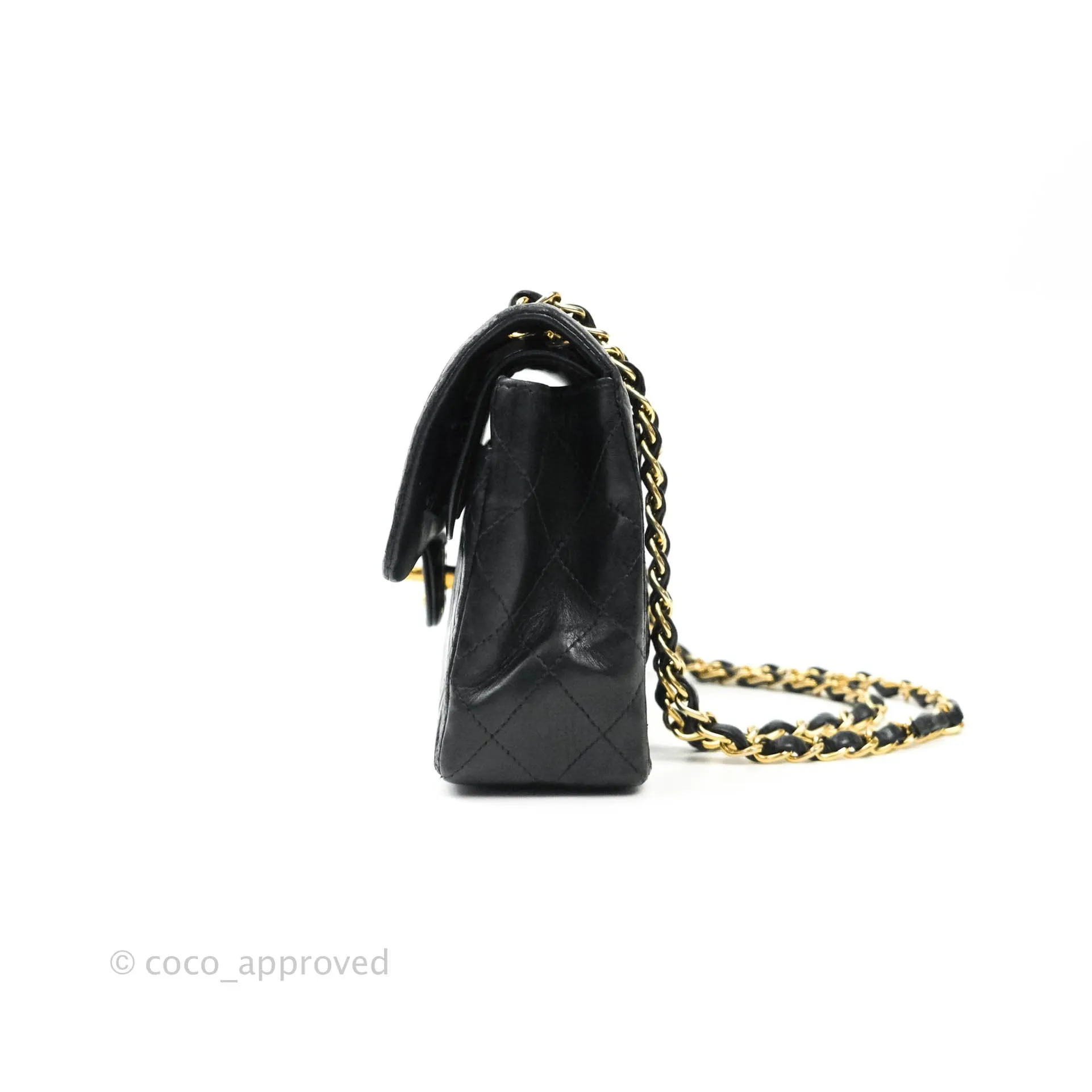 Chanel Classic Vintage Small S/M Flap Black Lambskin 24K Gold Hardware