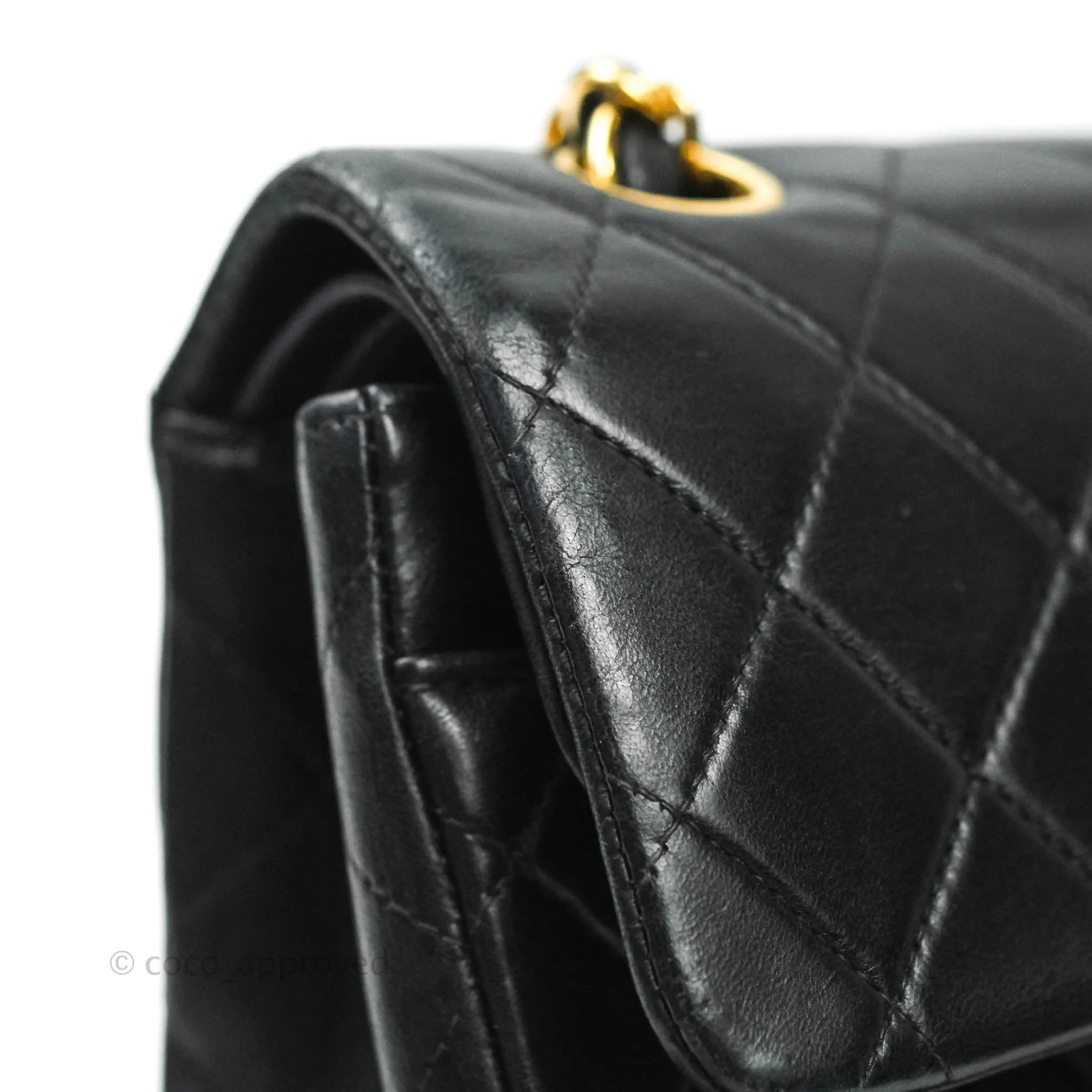 Chanel Classic Vintage Small S/M Flap Black Lambskin 24K Gold Hardware