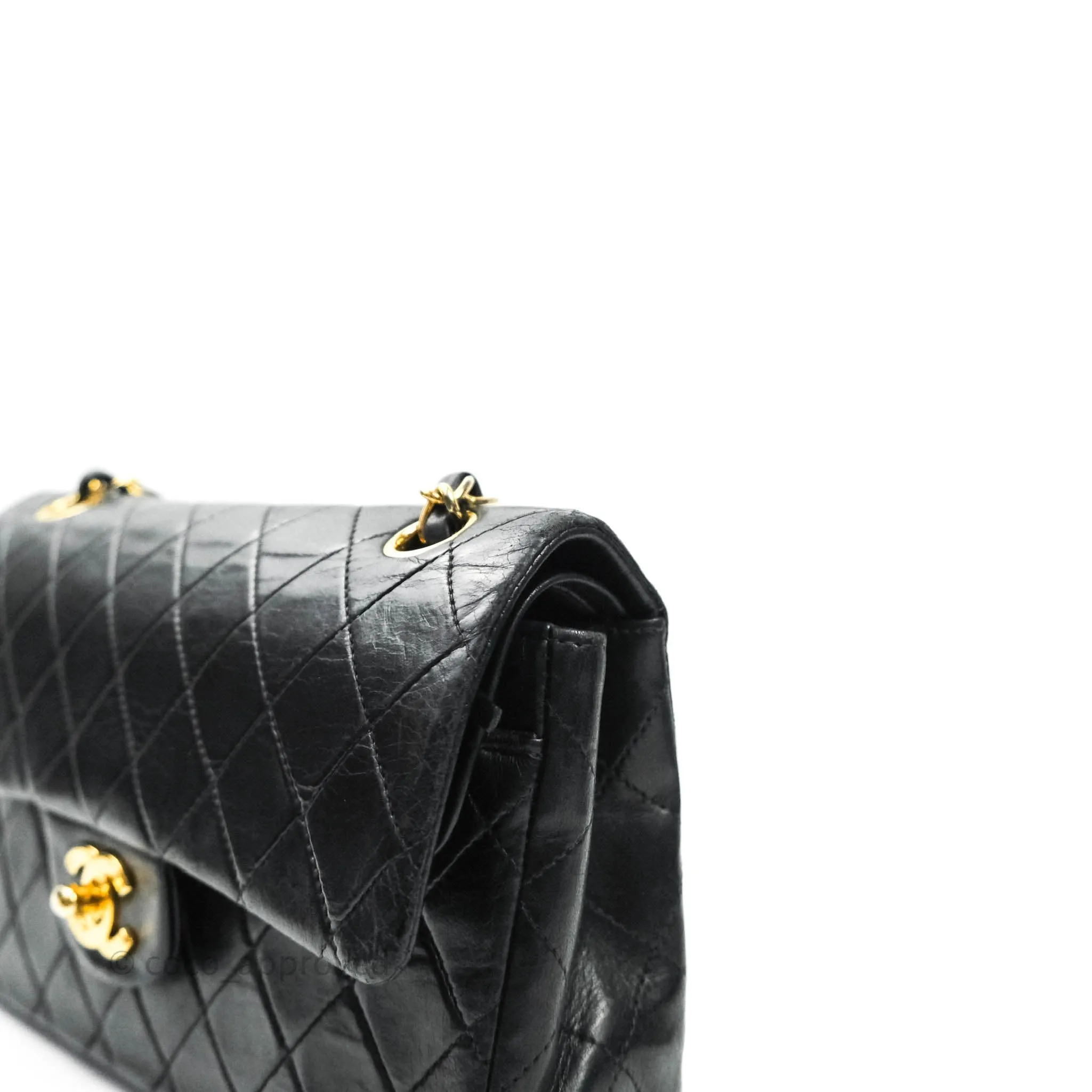 Chanel Classic Vintage Small S/M Flap Black Lambskin 24K Gold Hardware