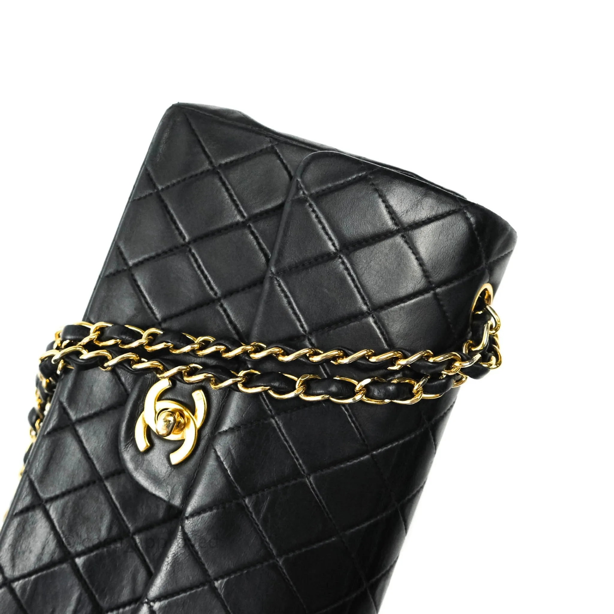 Chanel Classic Vintage Small S/M Flap Black Lambskin 24K Gold Hardware