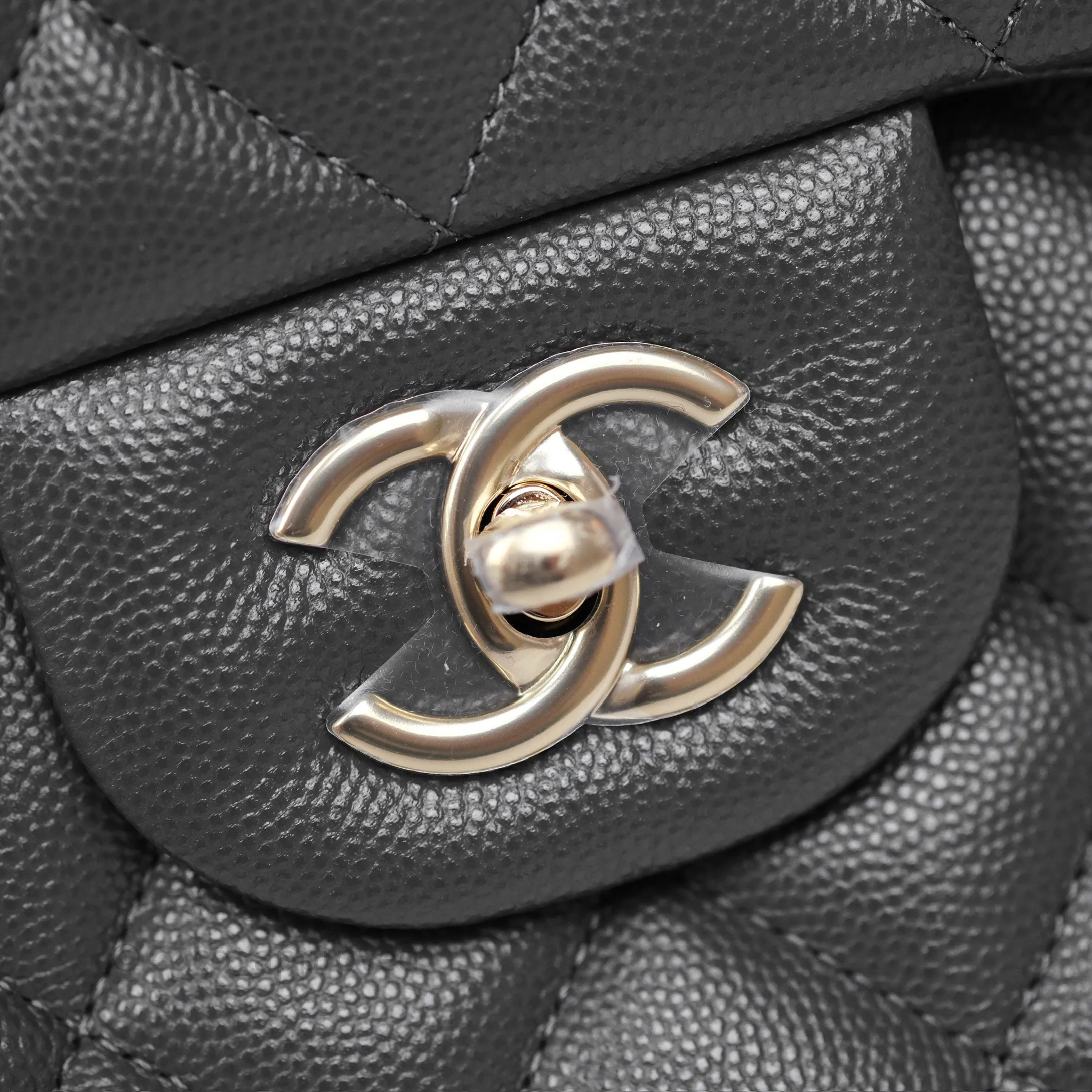 Chanel Jumbo Classic Double Flap Quilted Dark Grey Caviar Gold Hardware⁣⁣