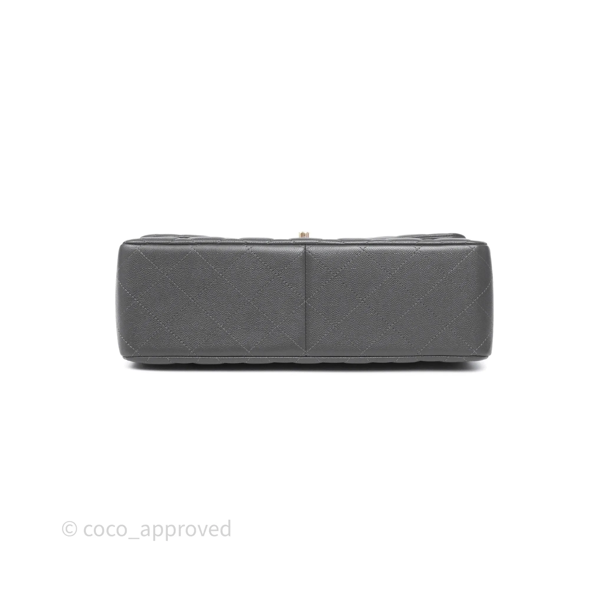 Chanel Jumbo Classic Double Flap Quilted Dark Grey Caviar Gold Hardware⁣⁣