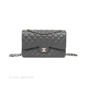 Chanel Jumbo Classic Double Flap Quilted Dark Grey Caviar Gold Hardware⁣⁣