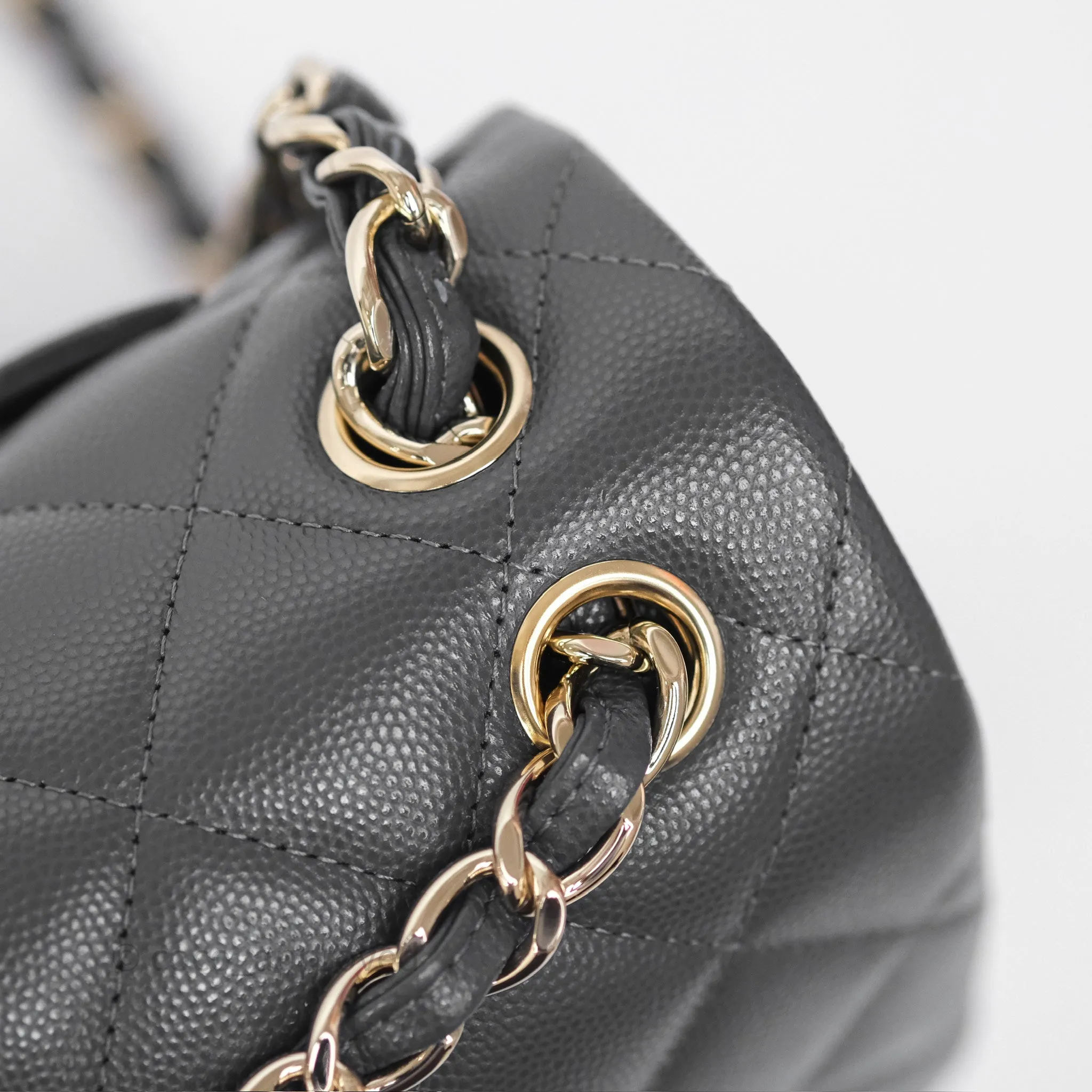 Chanel Jumbo Classic Double Flap Quilted Dark Grey Caviar Gold Hardware⁣⁣