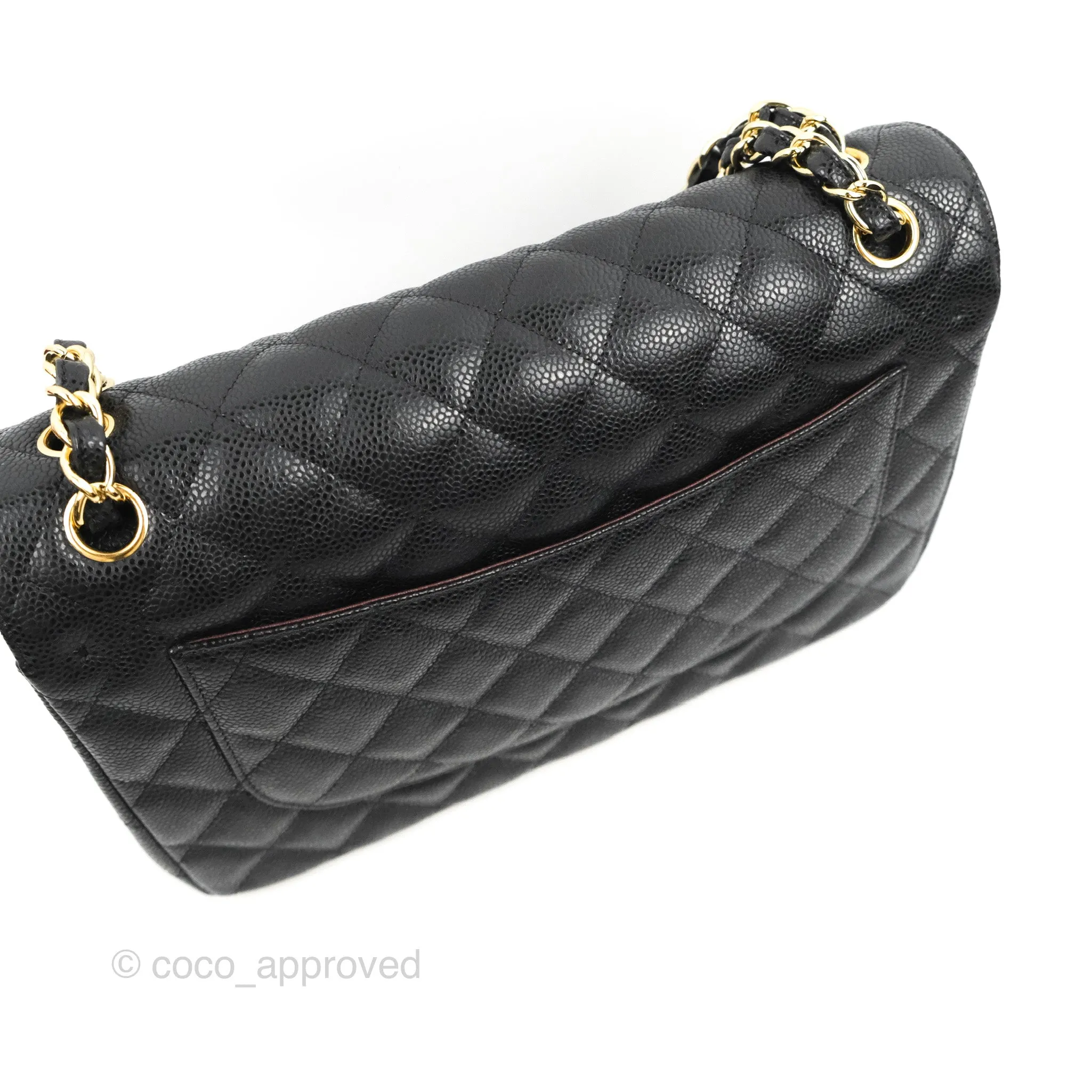 Chanel Jumbo Double Flap Black Caviar Gold Hardware⁣⁣