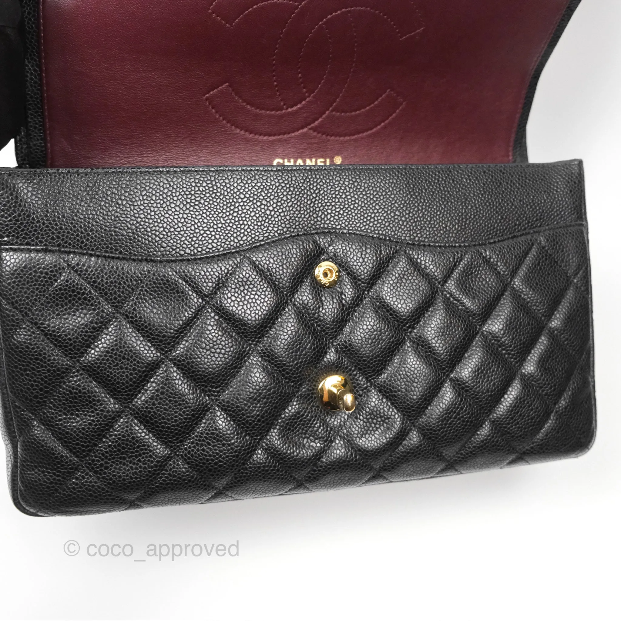 Chanel Jumbo Double Flap Black Caviar Gold Hardware⁣⁣