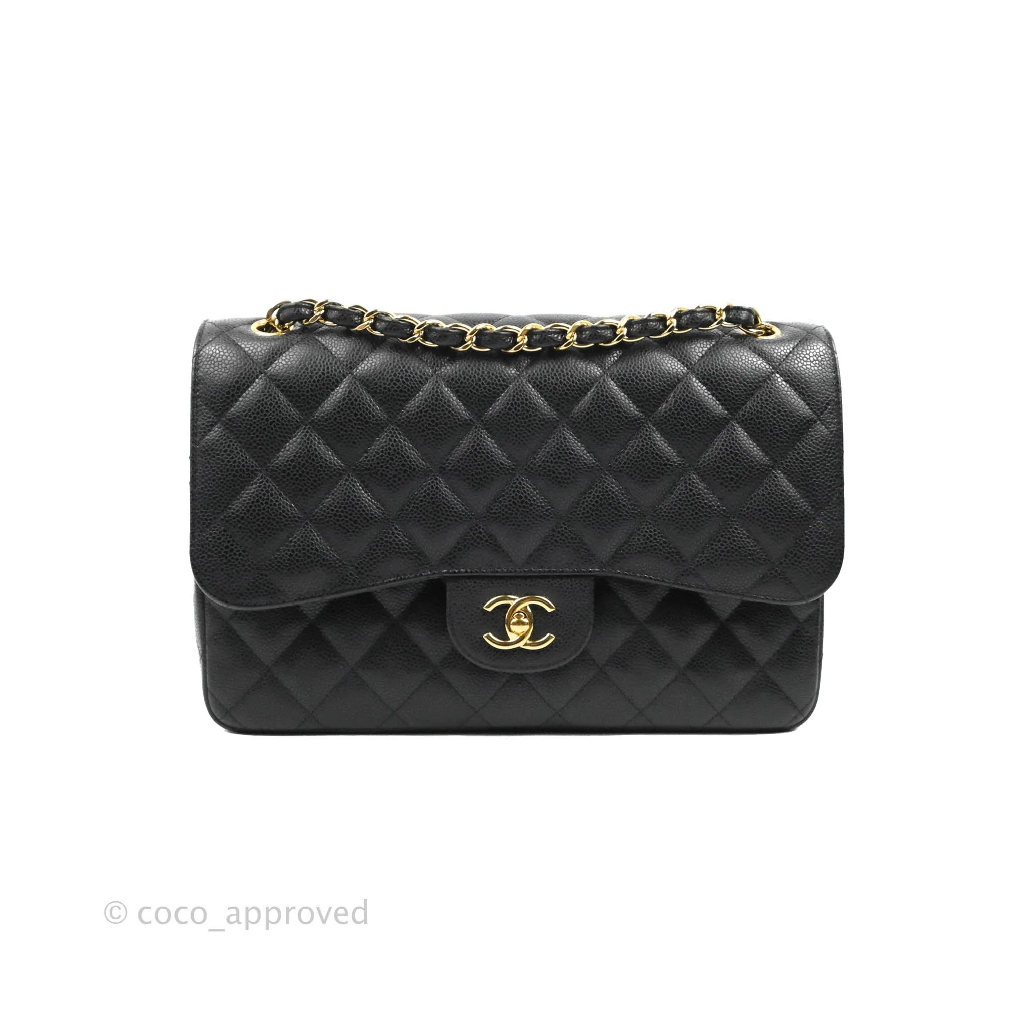 Chanel Jumbo Double Flap Black Caviar Gold Hardware⁣⁣