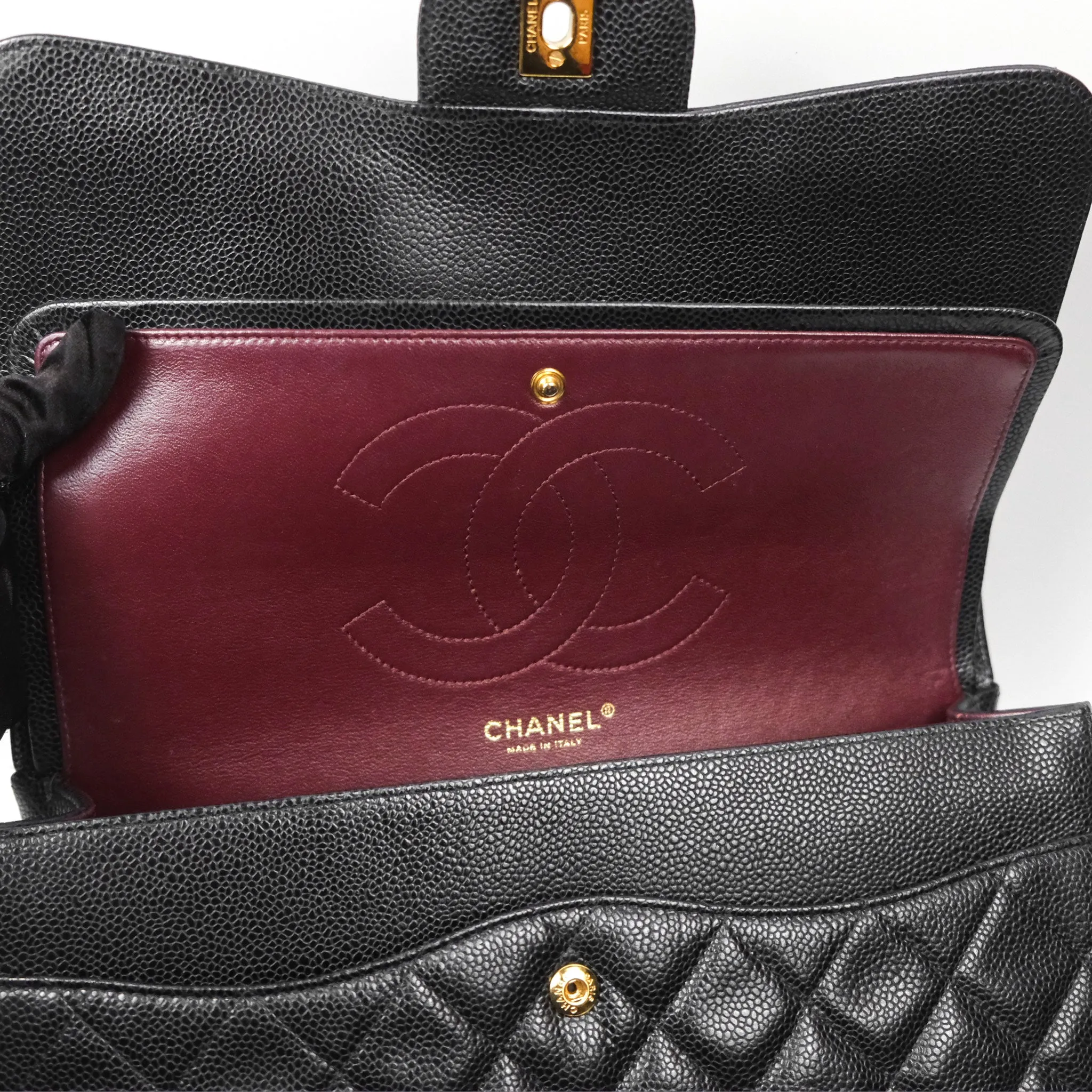 Chanel Jumbo Double Flap Black Caviar Gold Hardware⁣⁣