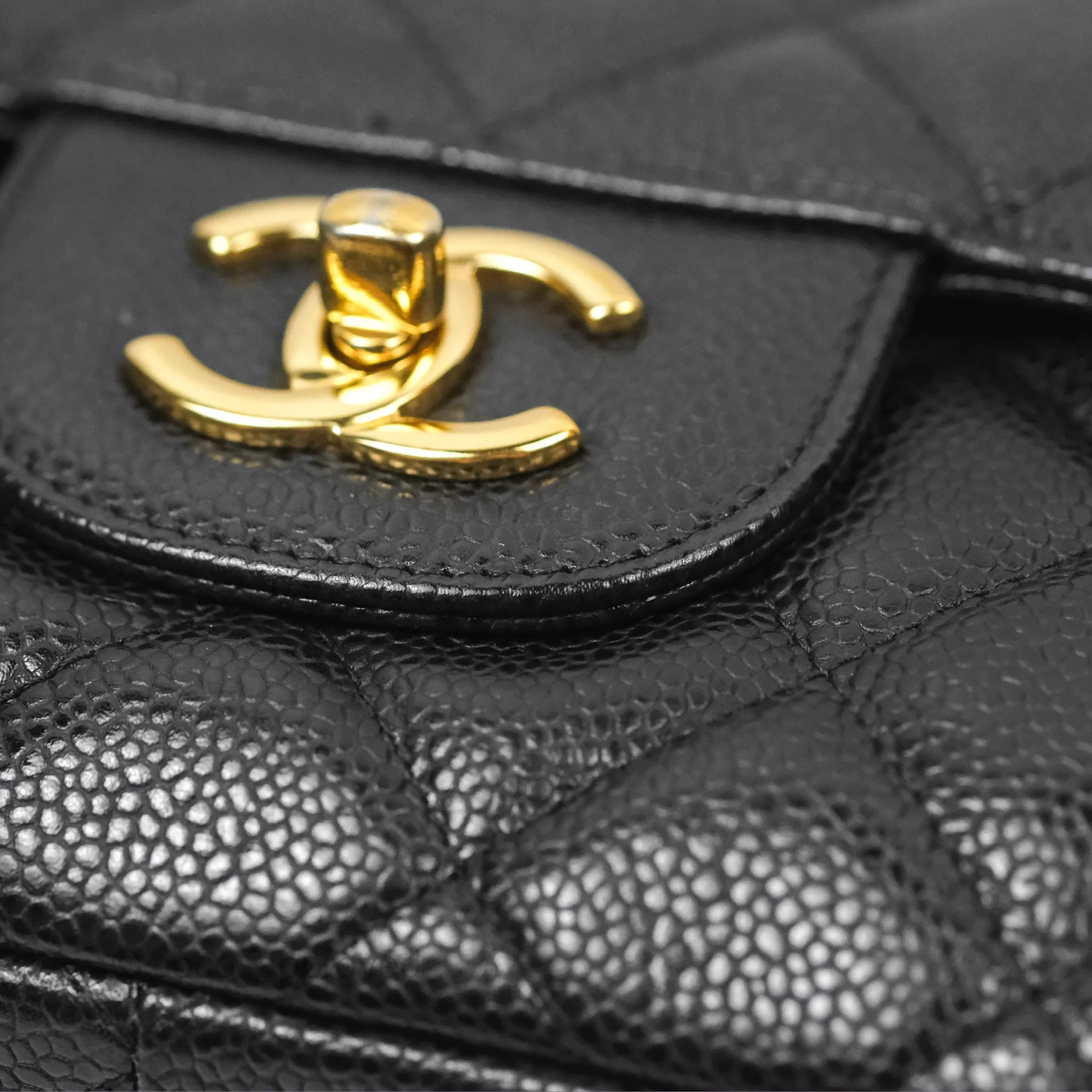 Chanel Jumbo Double Flap Black Caviar Gold Hardware⁣⁣