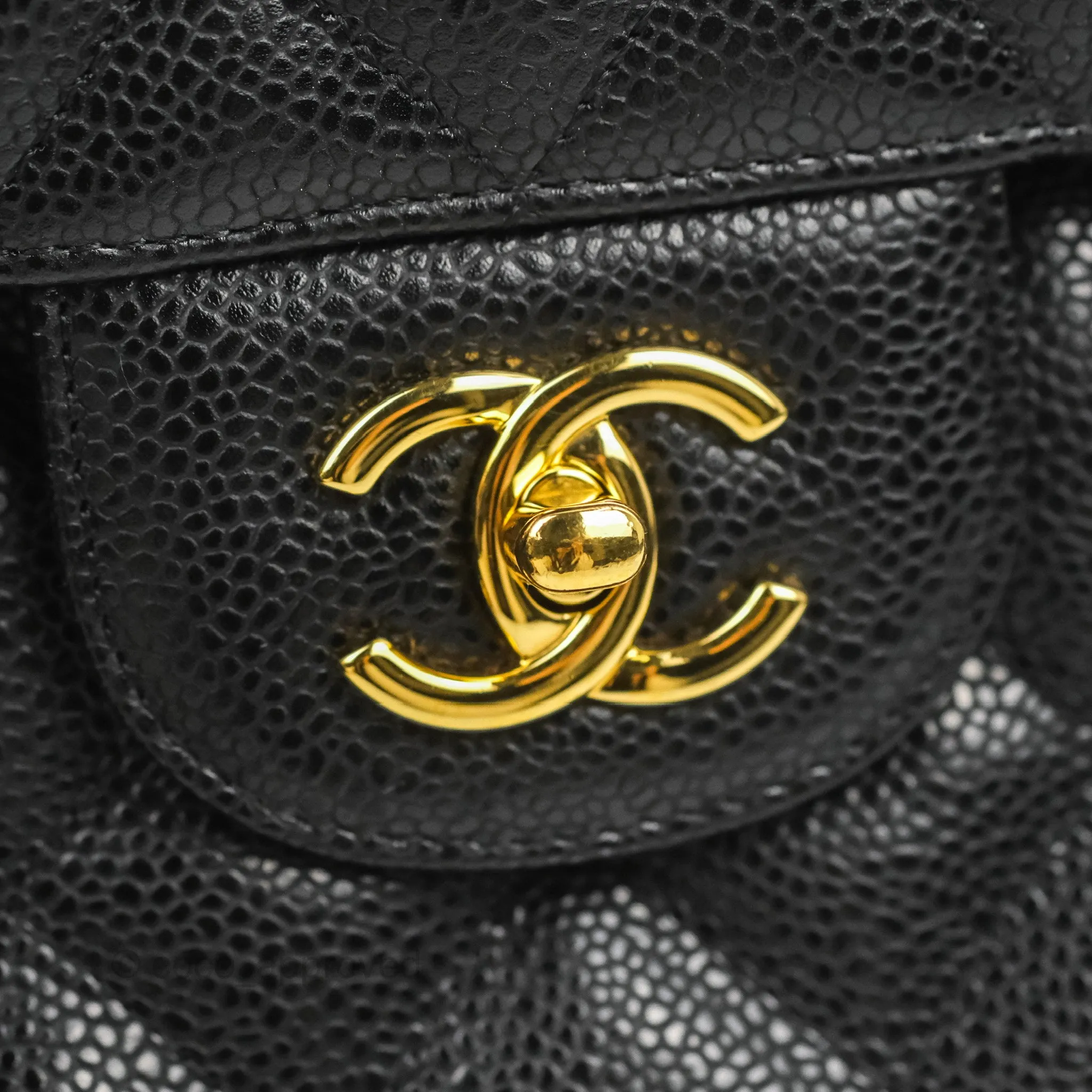 Chanel Jumbo Double Flap Black Caviar Gold Hardware⁣⁣