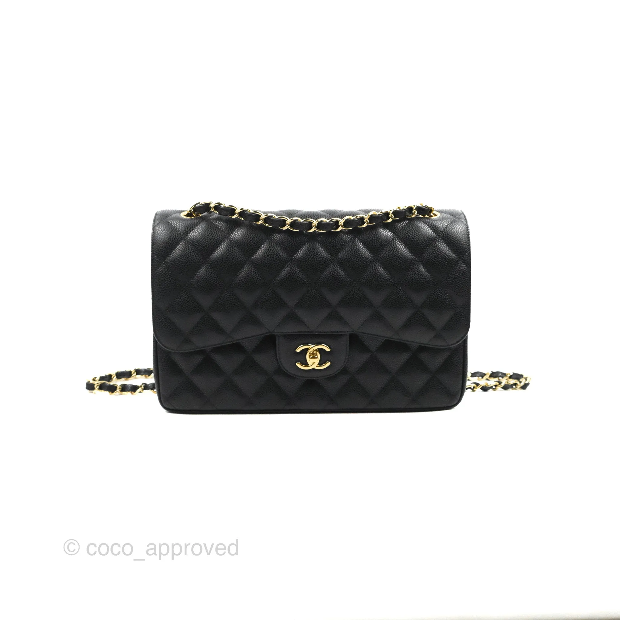 Chanel Jumbo Double Flap Black Caviar Gold Hardware⁣⁣
