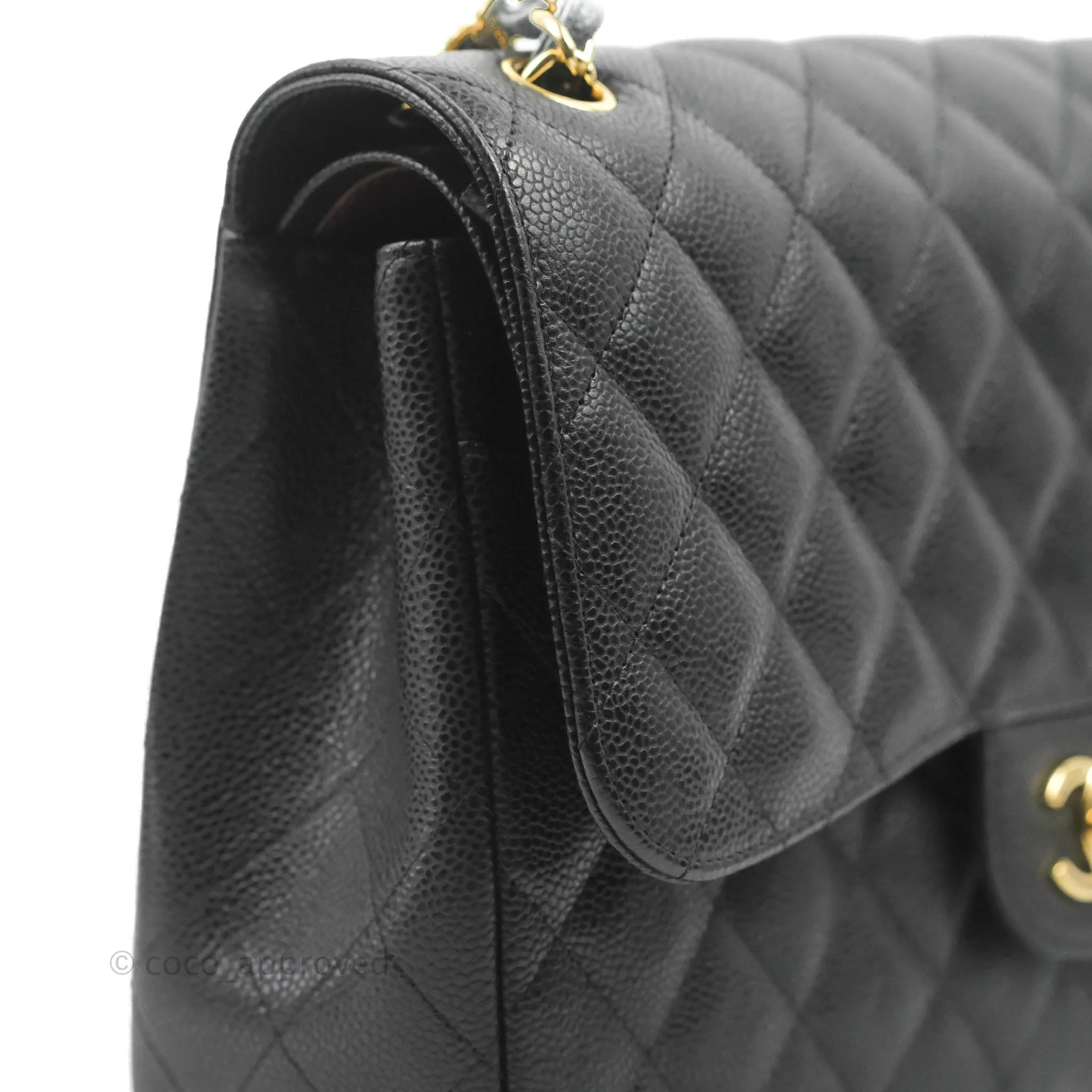 Chanel Jumbo Double Flap Black Caviar Gold Hardware⁣⁣