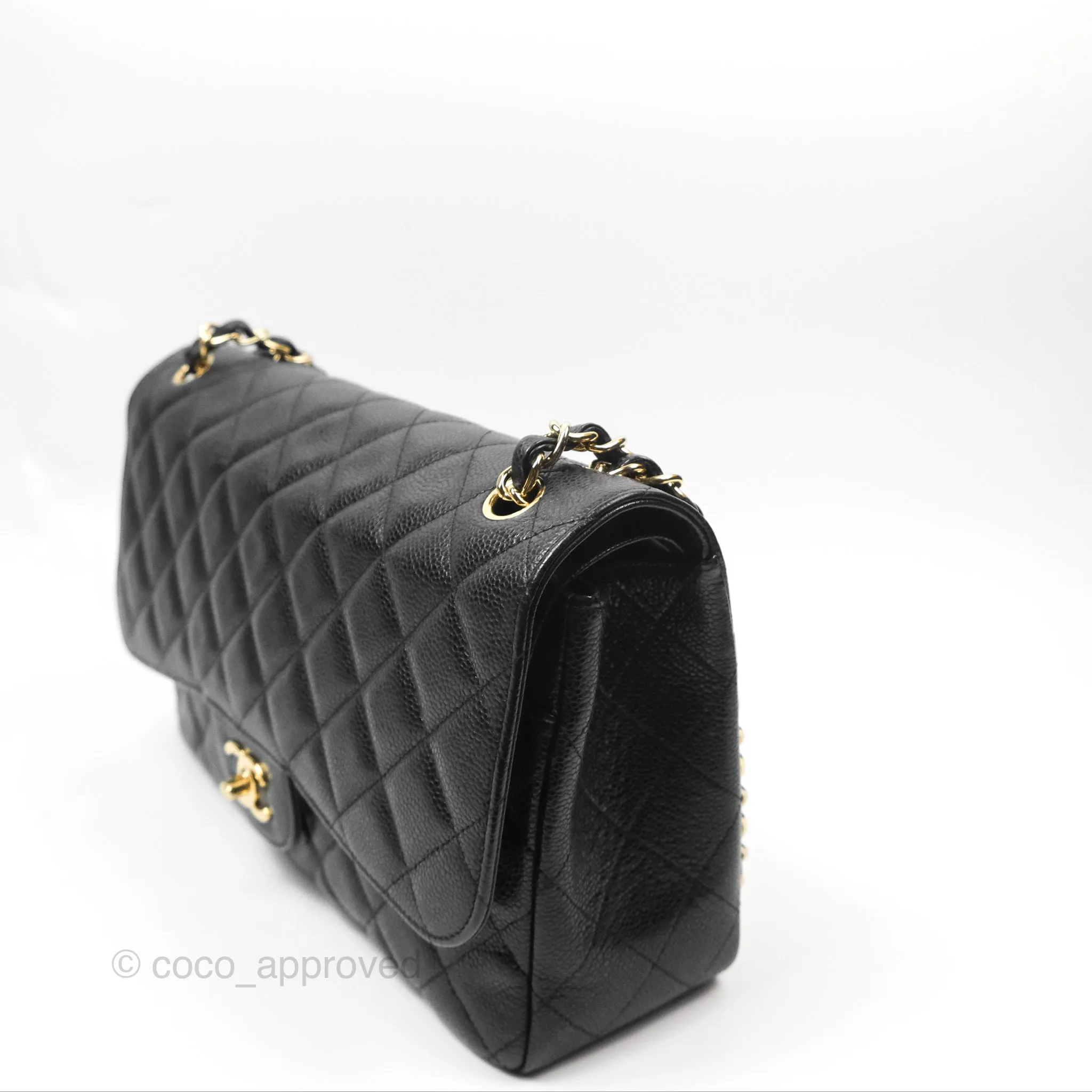 Chanel Jumbo Double Flap Black Caviar Gold Hardware⁣⁣