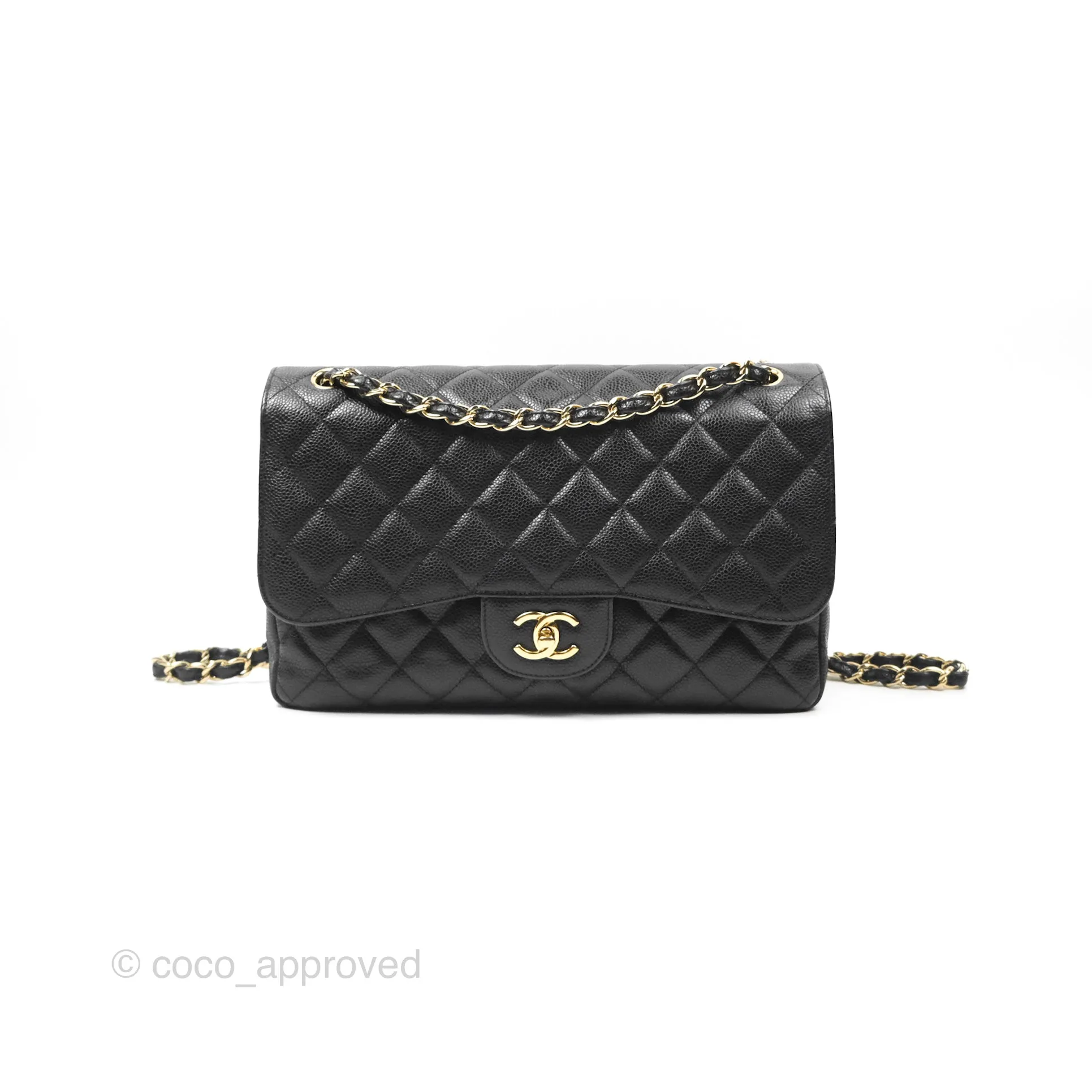 Chanel Jumbo Double Flap Black Caviar Gold Hardware⁣⁣