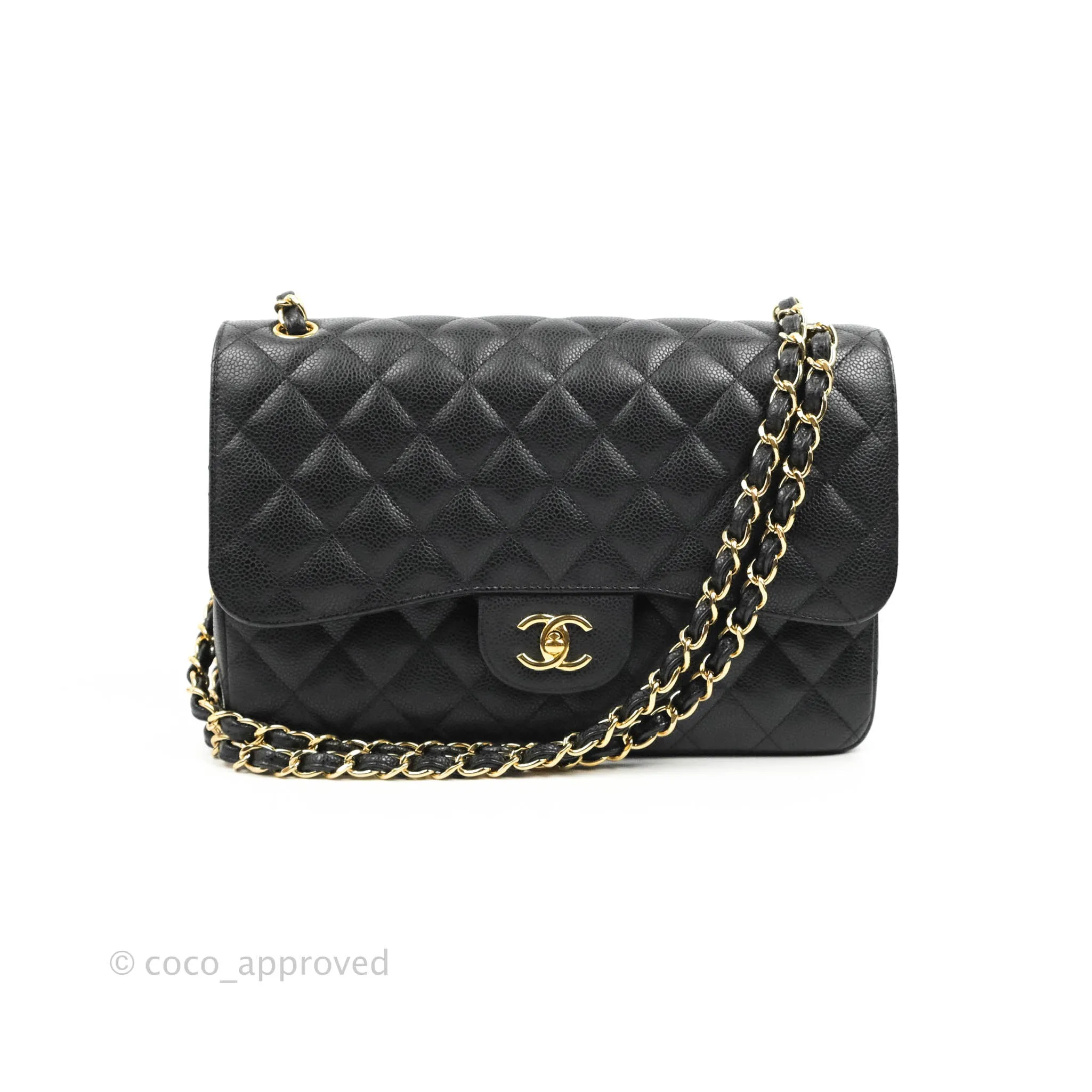 Chanel Jumbo Double Flap Black Caviar Gold Hardware⁣⁣