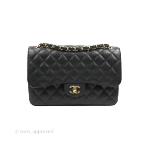 Chanel Jumbo Double Flap Black Caviar Gold Hardware⁣⁣